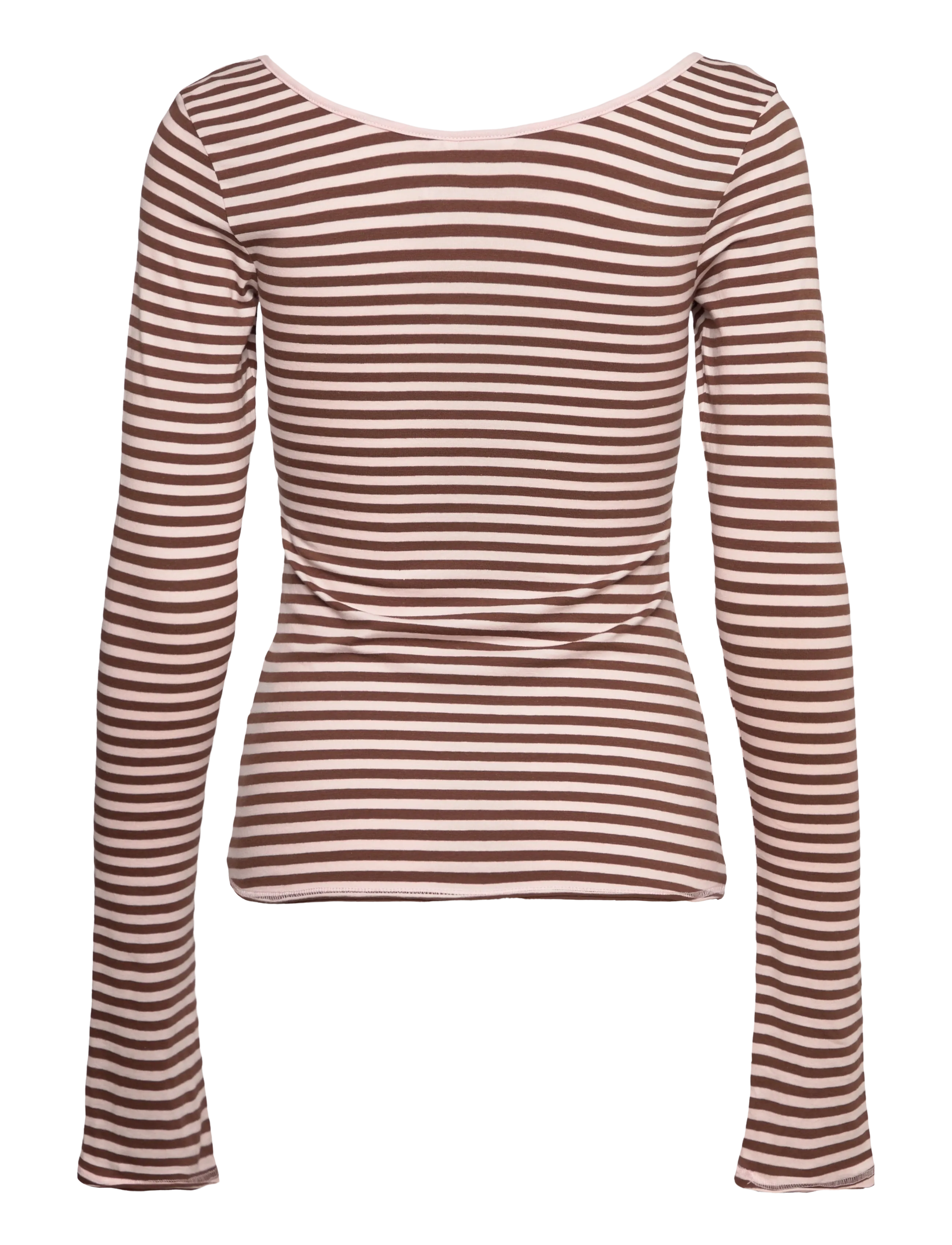 Monki - Long-Sleeved Slim Fit Scoop Neck Top - langärmlige tops - pink dusty light - 2