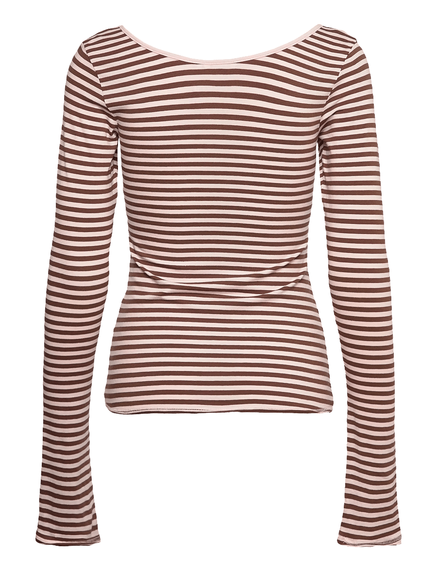 Monki - Long-Sleeved Slim Fit Scoop Neck Top - long-sleeved tops - pink dusty light - 2