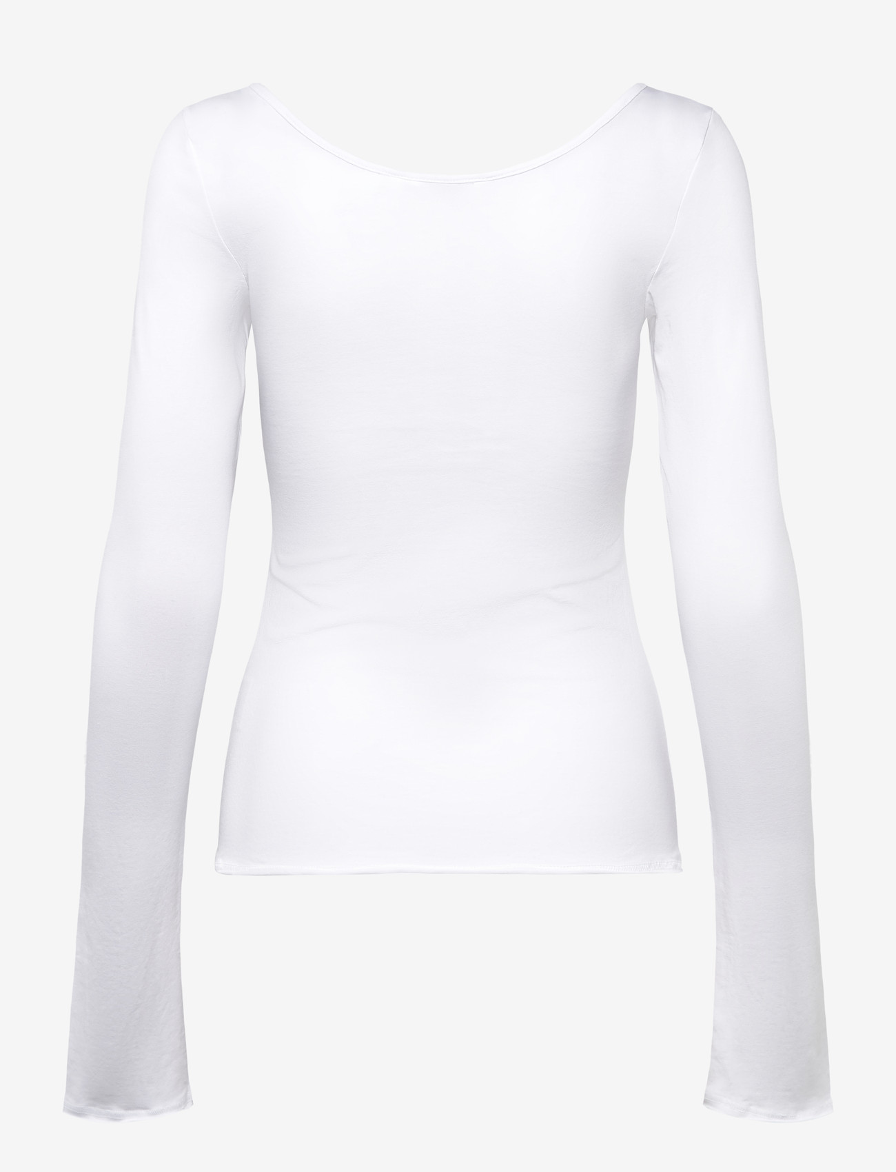 Monki - Long-Sleeved Slim Fit Scoop Neck Top - pikkade varrukatega alussärgid - white light - 1