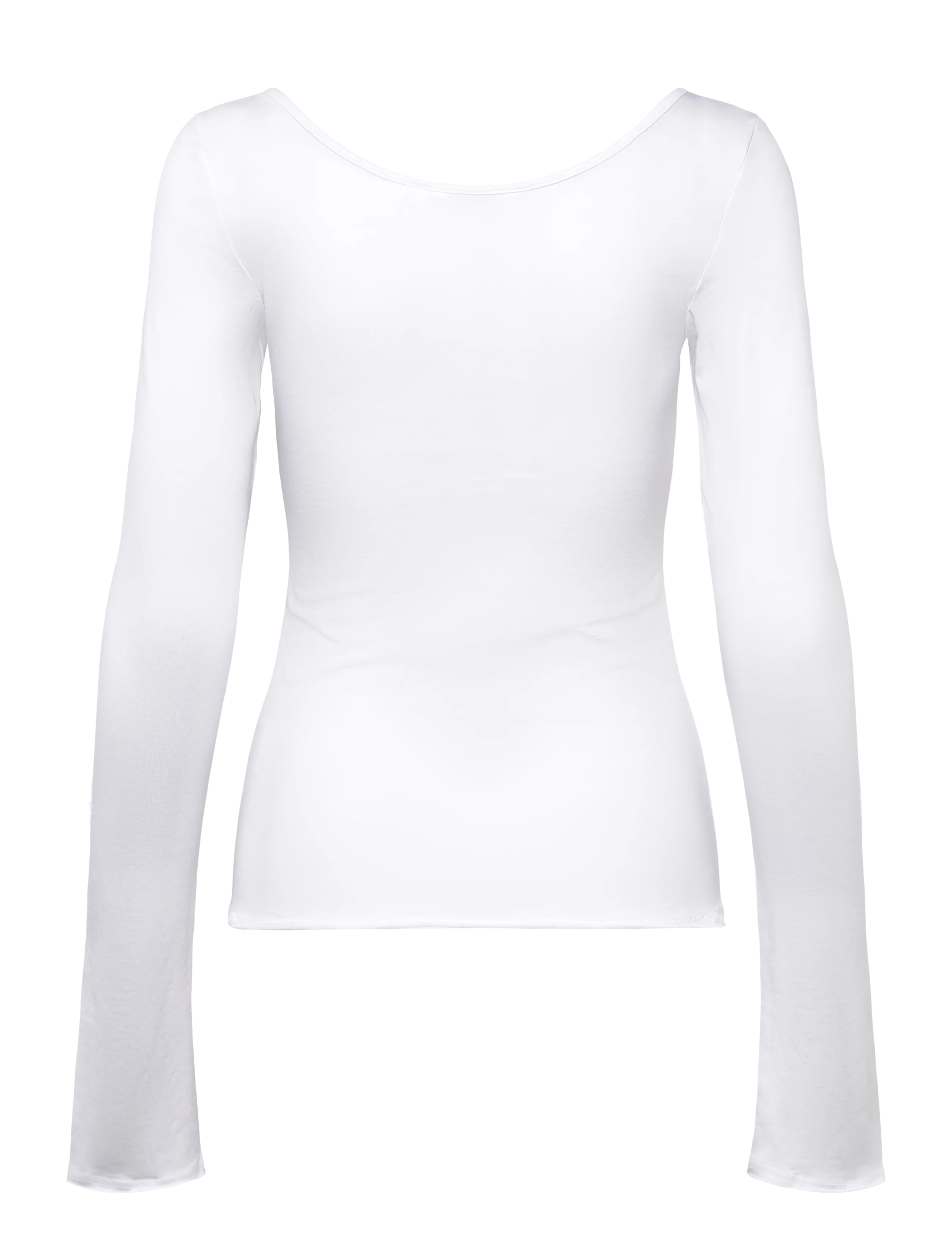 Monki - Long-Sleeved Slim Fit Scoop Neck Top - langærmede toppe - white light - 1