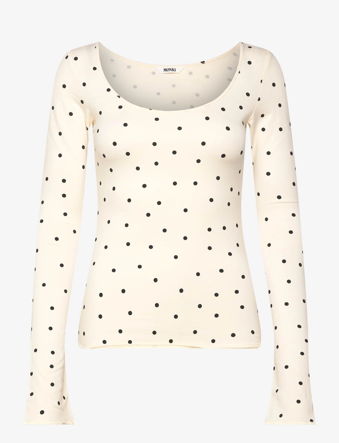 Monki - Long-Sleeved Slim Fit Scoop Neck Top - långärmade toppar - yellow dusty light - 0