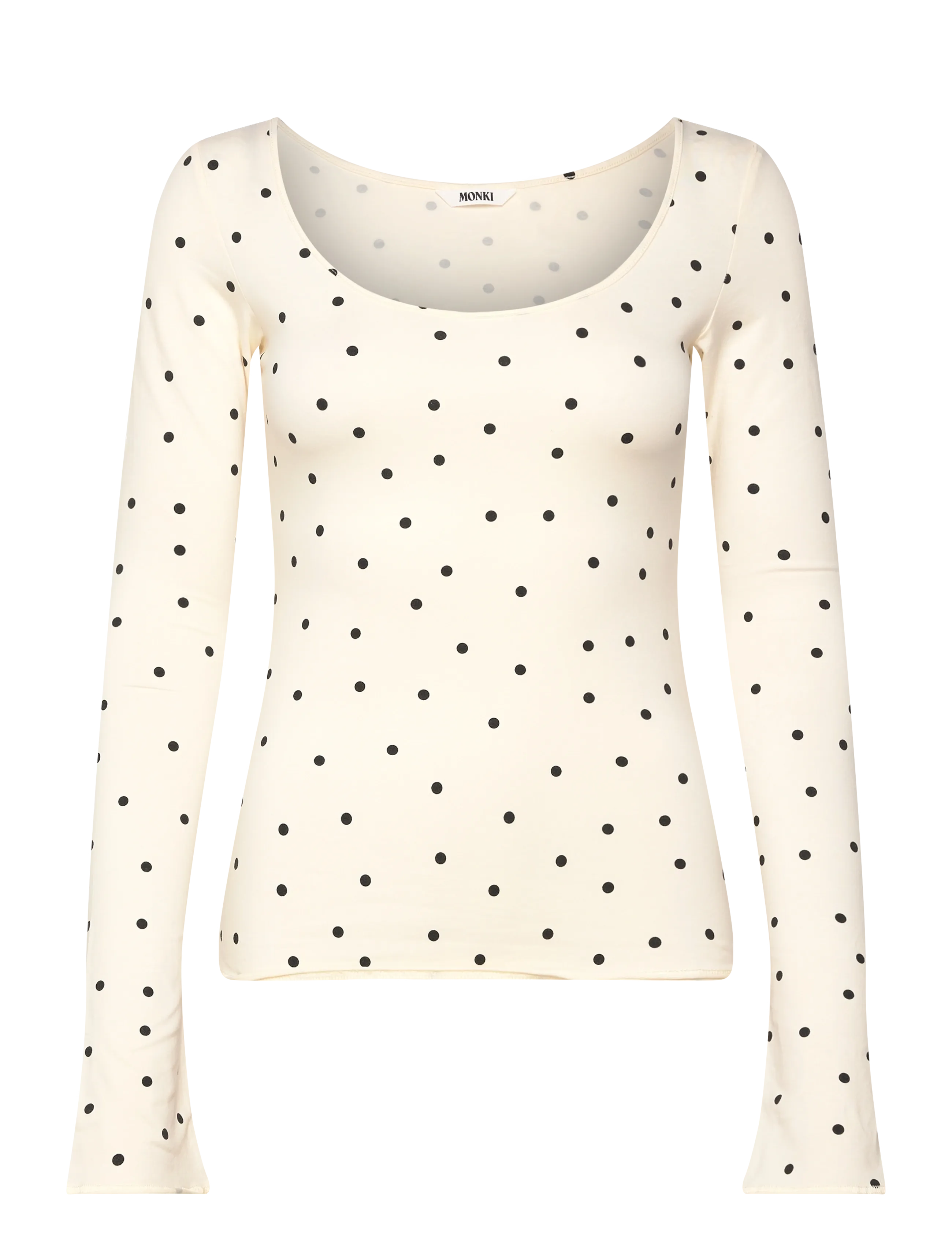 Long-Sleeved Slim Fit Scoop Neck Top - YELLOW DUSTY LIGHT
