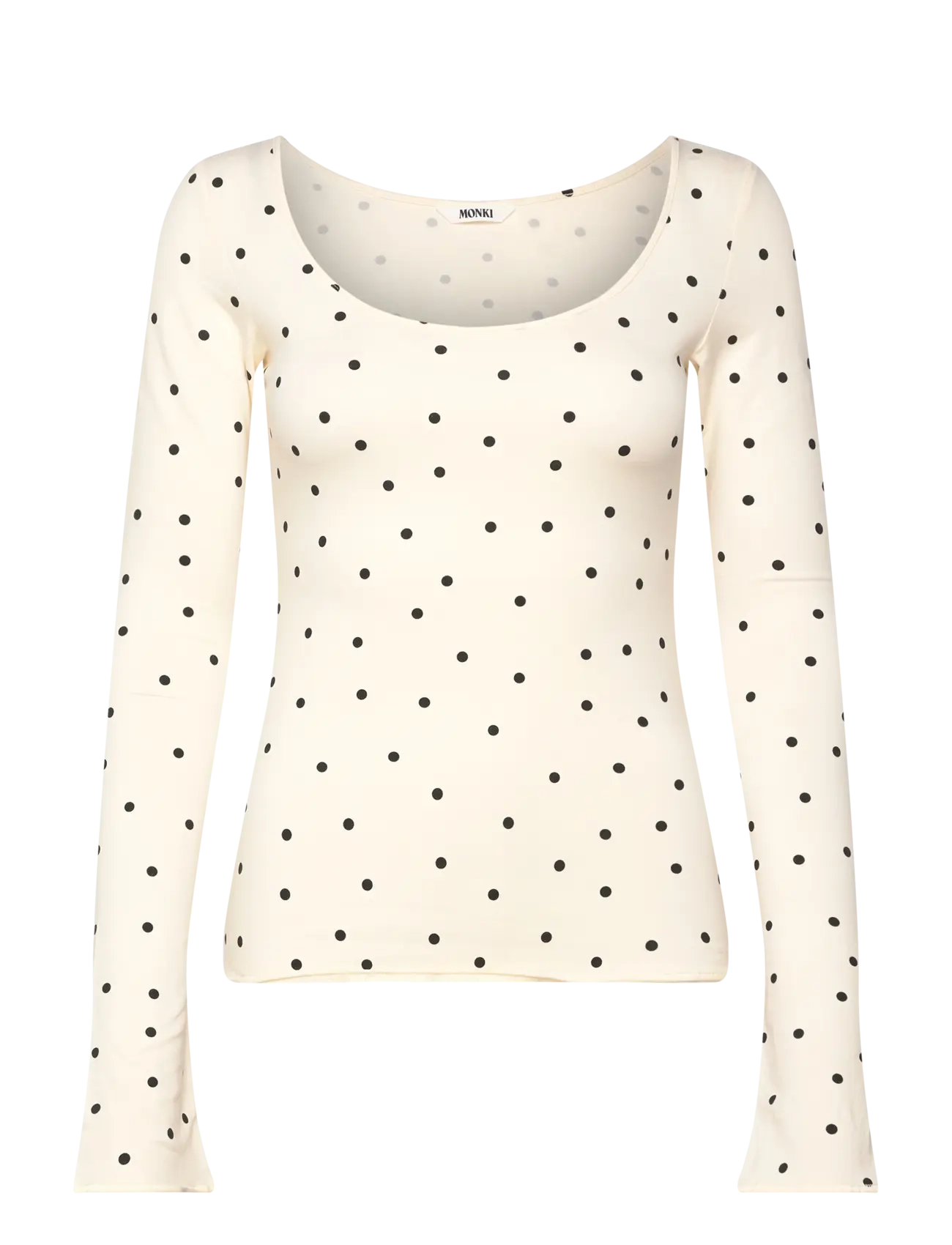 Monki Long-Sleeved Slim Fit Scoop Neck Top - T-shirts & Tops - YELLOW DUSTY LIGHT / cream