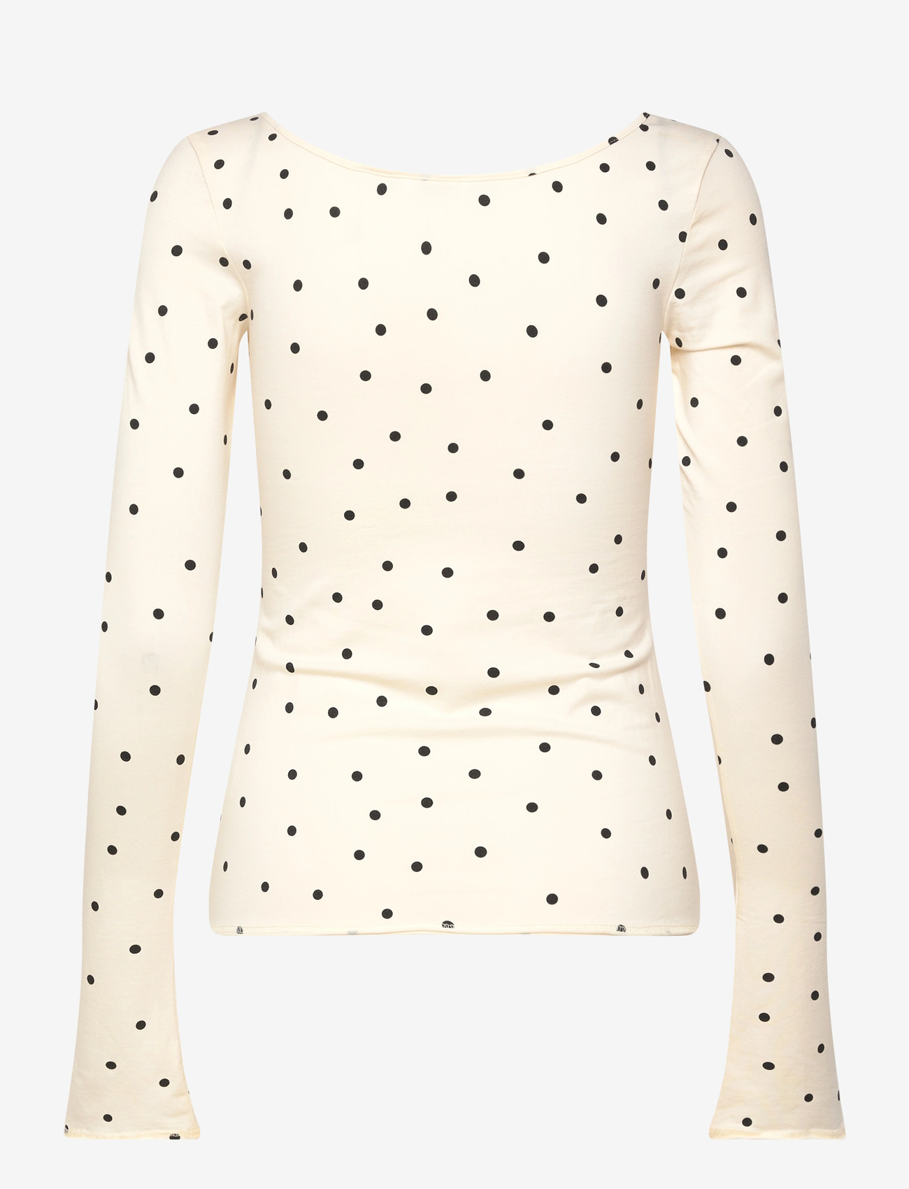 Monki - Long-Sleeved Slim Fit Scoop Neck Top - långärmade toppar - yellow dusty light - 1
