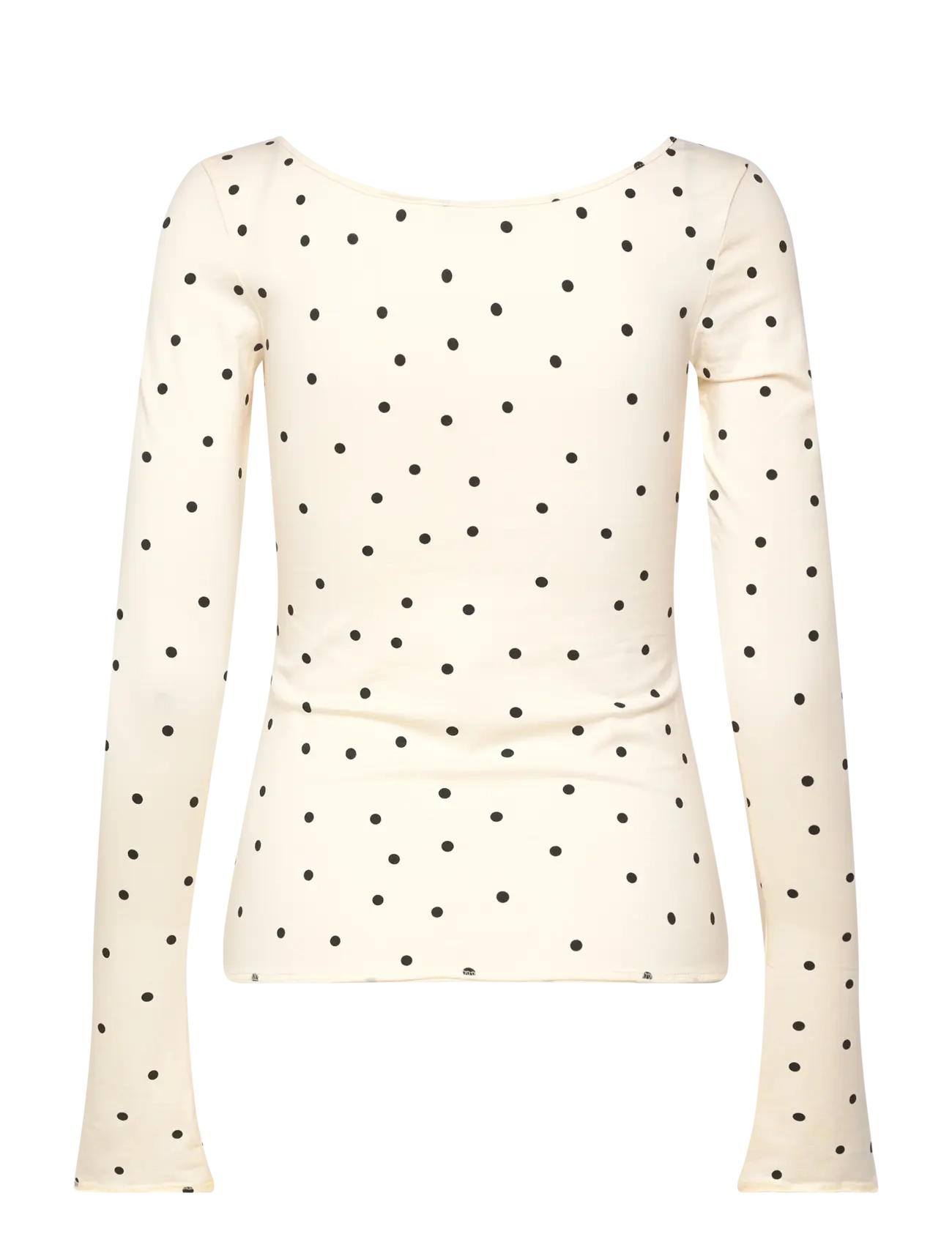 Monki - Long-Sleeved Slim Fit Scoop Neck Top - långärmade toppar - yellow dusty light - 1