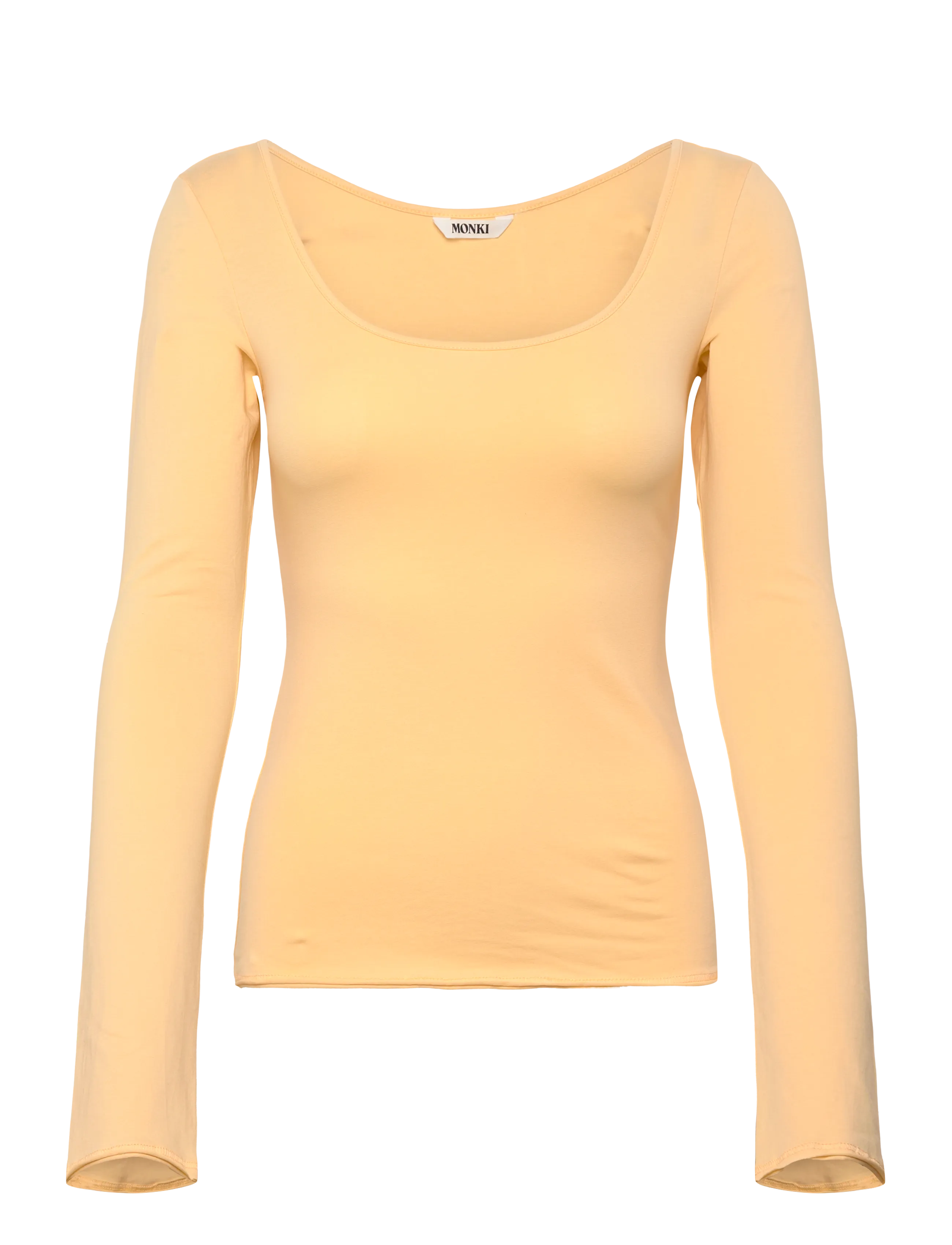 Monki Long-Sleeved Slim Fit Scoop Neck Top - T-shirts & Tops - YELLOW LIGHT / yellow