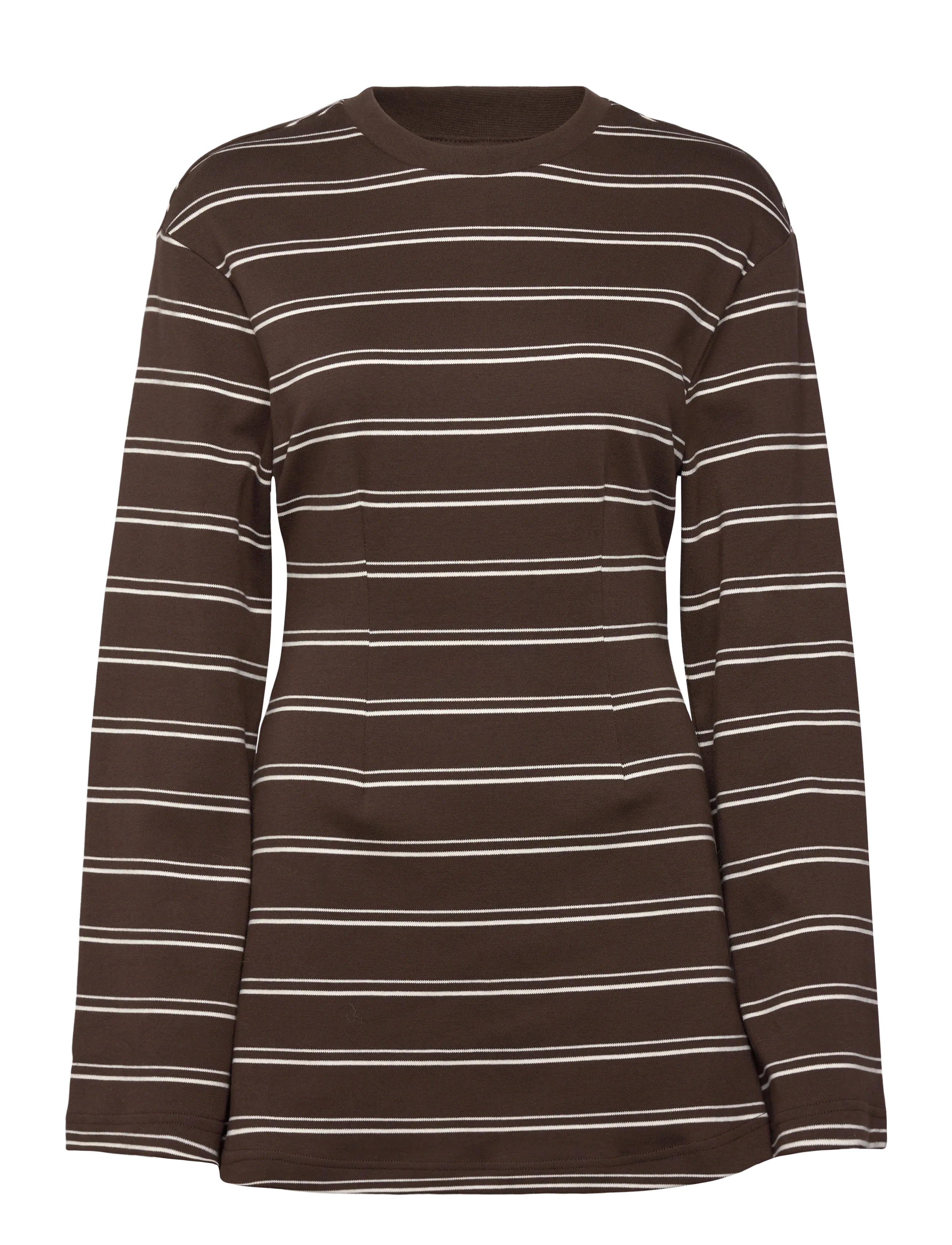 Monki Long-Sleeved Cotton Mini Dress, XXS, Dresses, Braun - Short Frauen