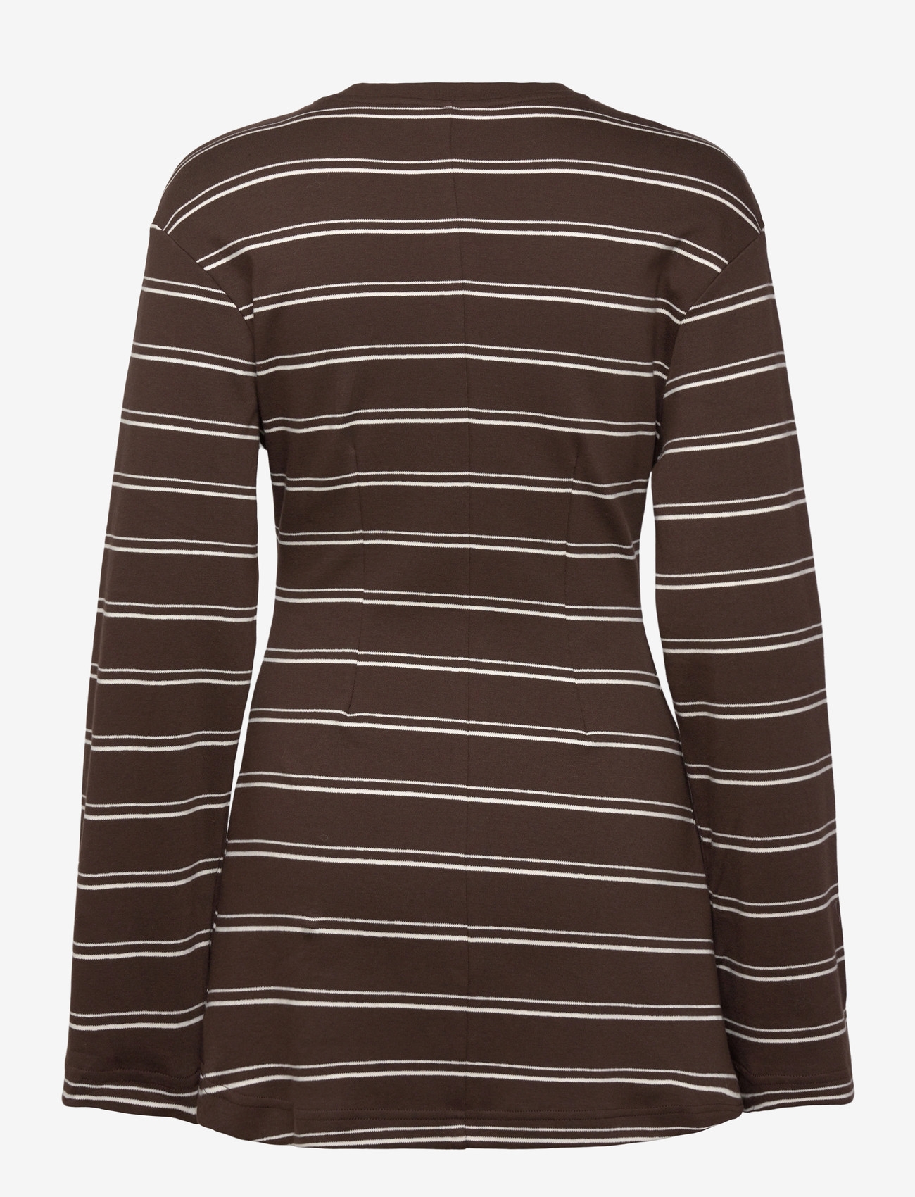 Monki - Long-Sleeved Cotton Mini Dress - t-shirtklänningar - brown dark - 1
