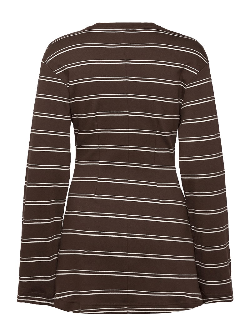 Monki - Long-Sleeved Cotton Mini Dress - t-shirt dresses - brown dark - 1