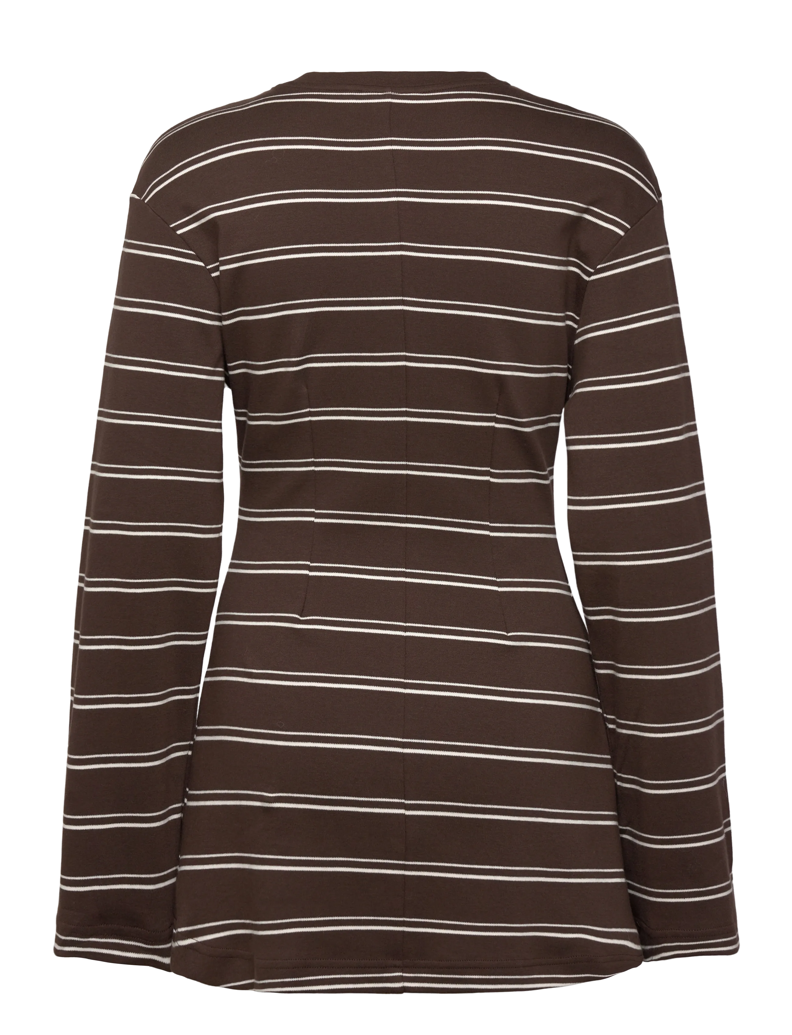 Monki - Long-Sleeved Cotton Mini Dress - t-shirt dresses - brown dark - 1