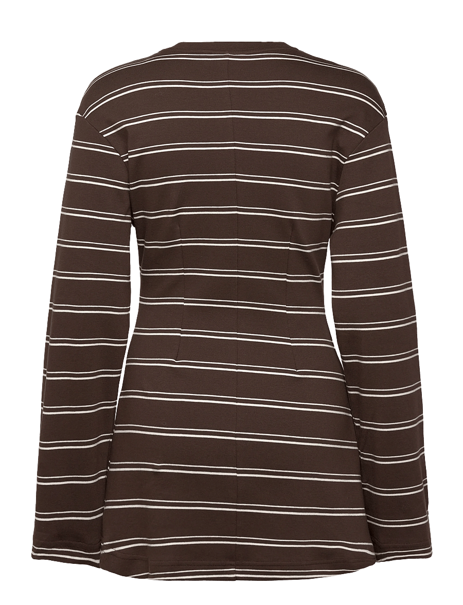 Monki - Long-Sleeved Cotton Mini Dress - t-shirt-kleider - brown dark - 1