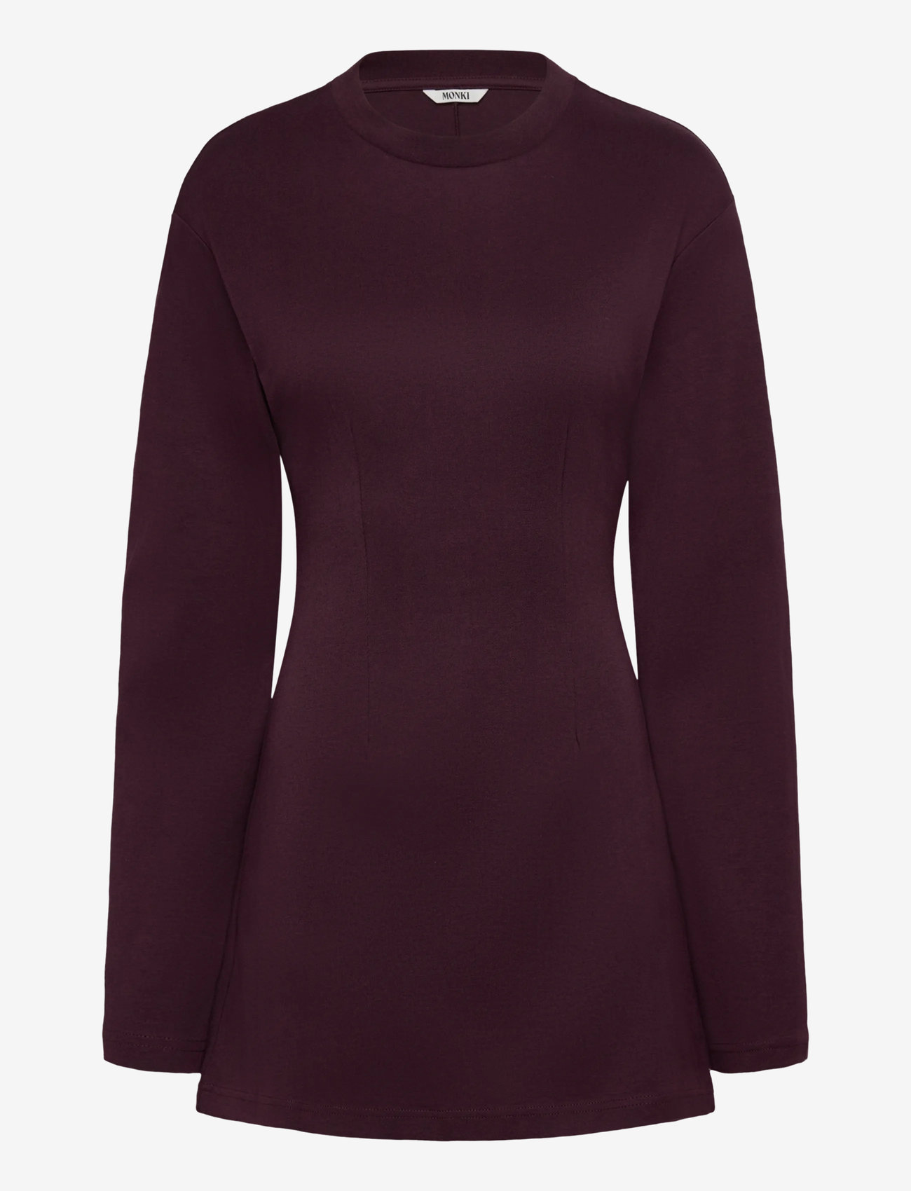 Monki - Long-Sleeved Cotton Mini Dress - t-paitamekot - lilac purple dark - 0