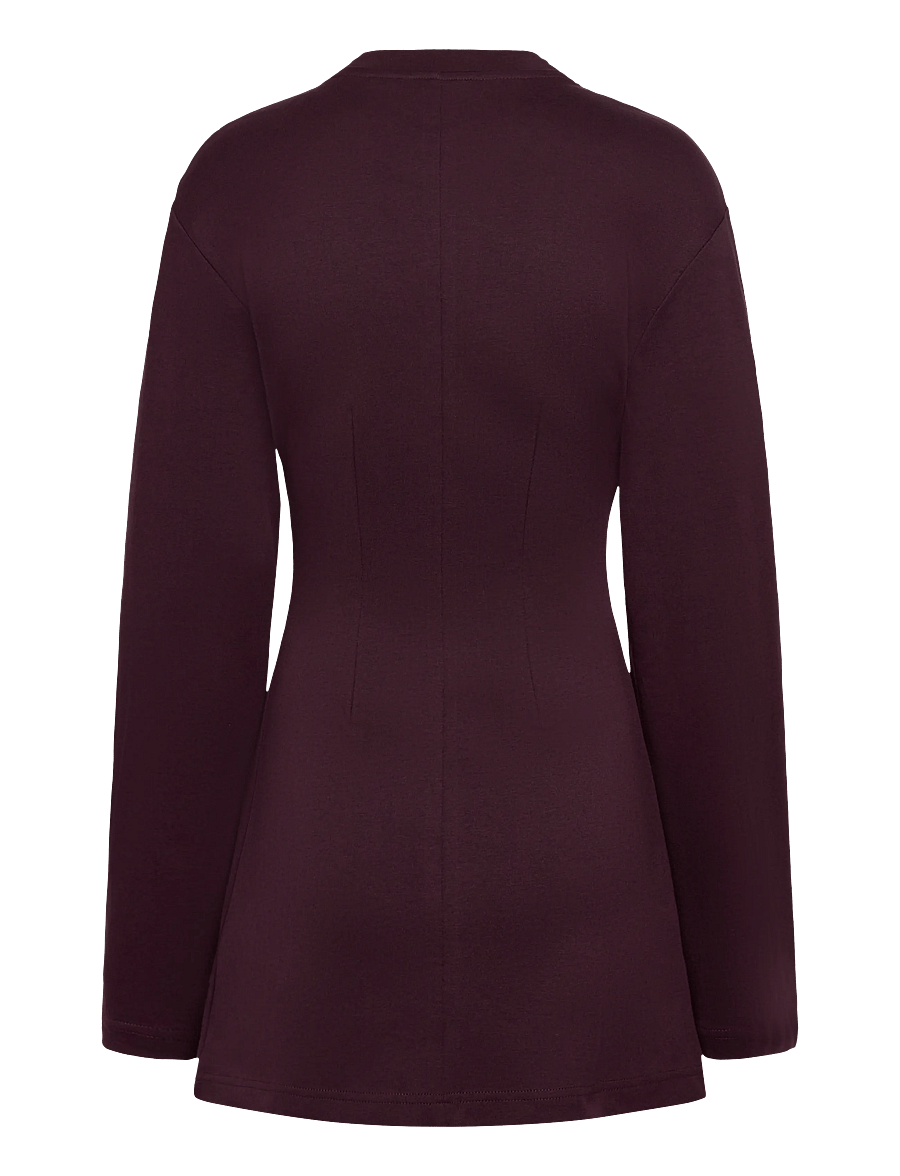 Monki - Long-Sleeved Cotton Mini Dress - t-shirt-kleider - lilac purple dark - 1