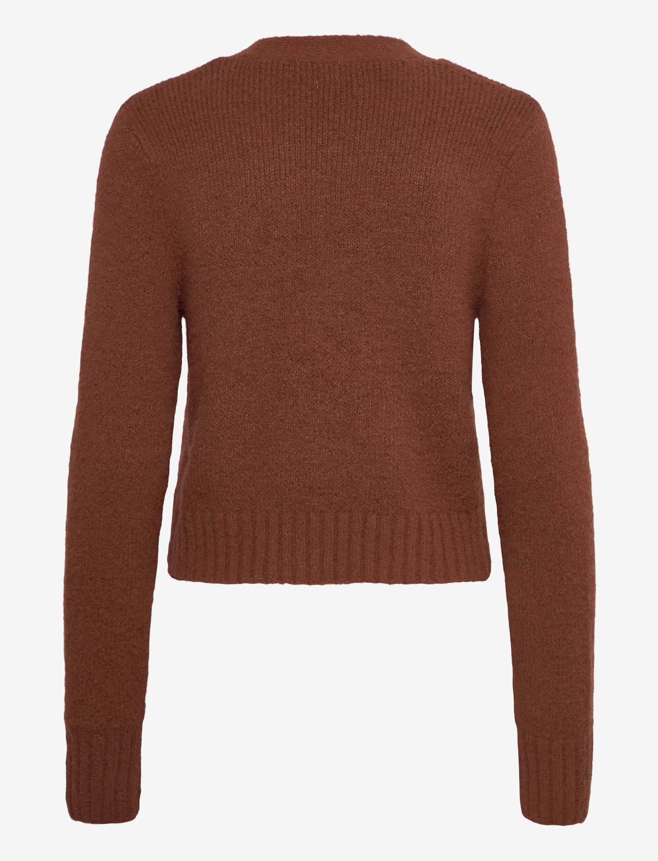 Monki - Ribbed V-Neck Cardigan - cardigans - brown dark - 1