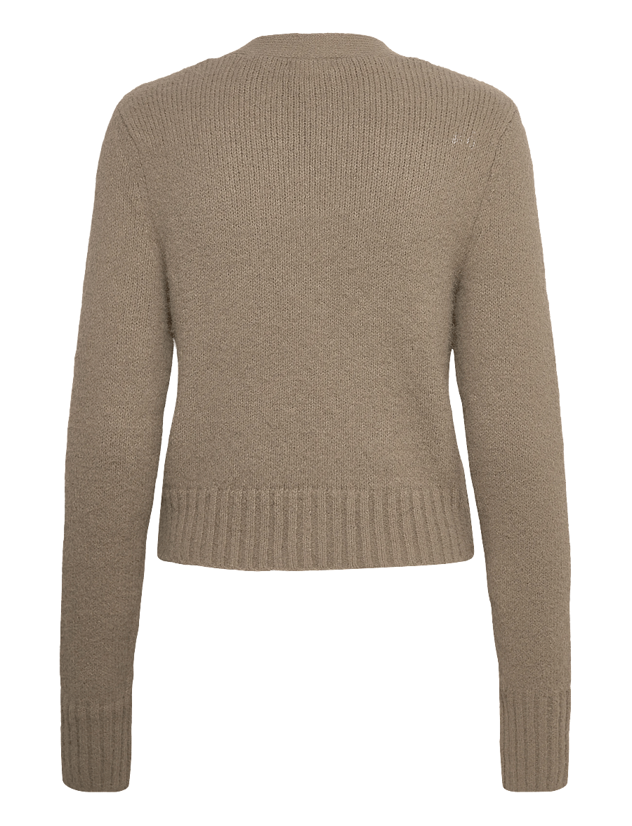 Monki - Ribbed V-Neck Cardigan - strickjacken - mole medium dusty - 1