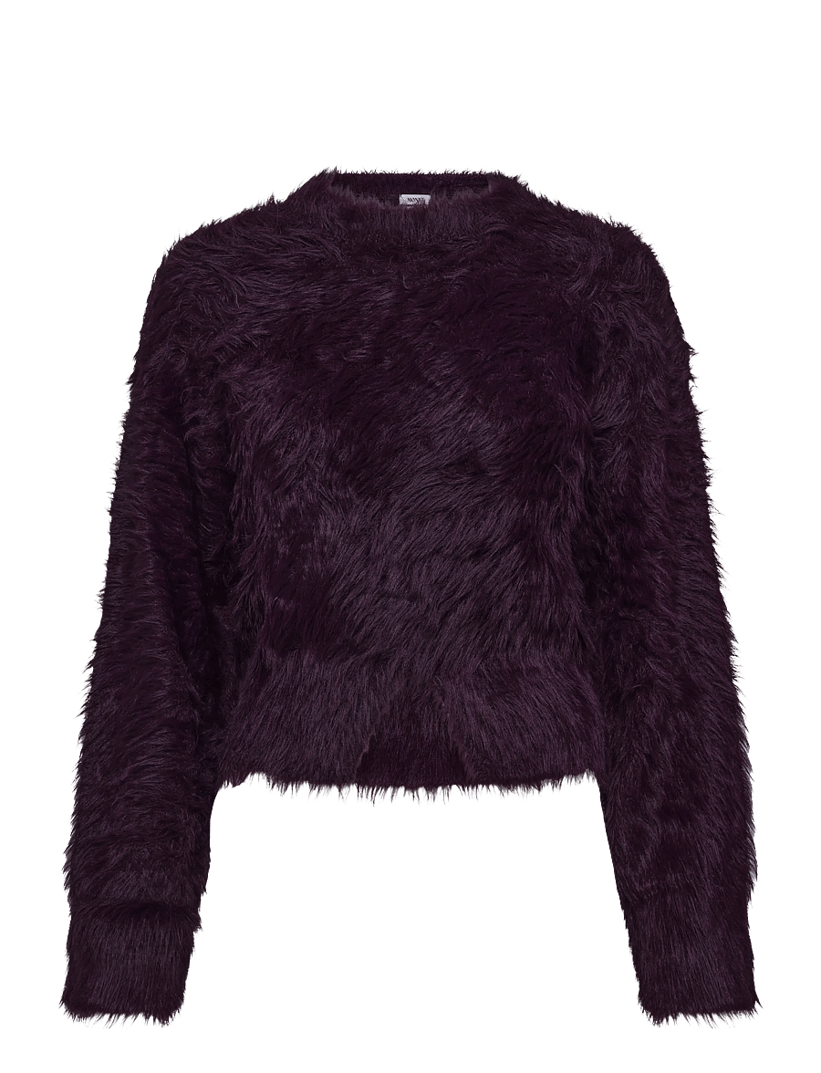 Monki - Fluffy Knitted Sweater - crop tops - lilac purple dark - 0