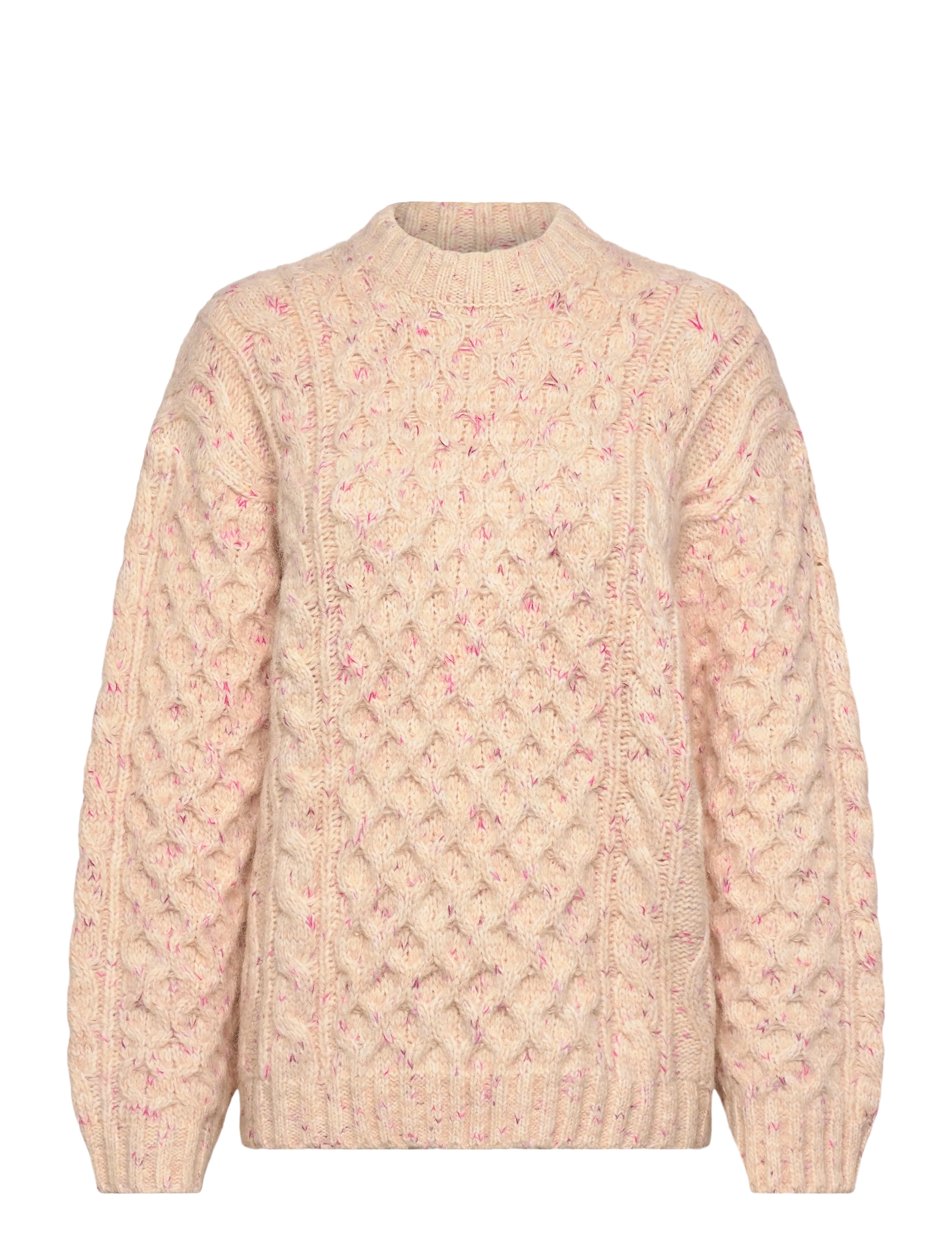 Monki Long Cable Knit Textured Sweater, M, Knitwear, Rosa - Jumpers, Frauen