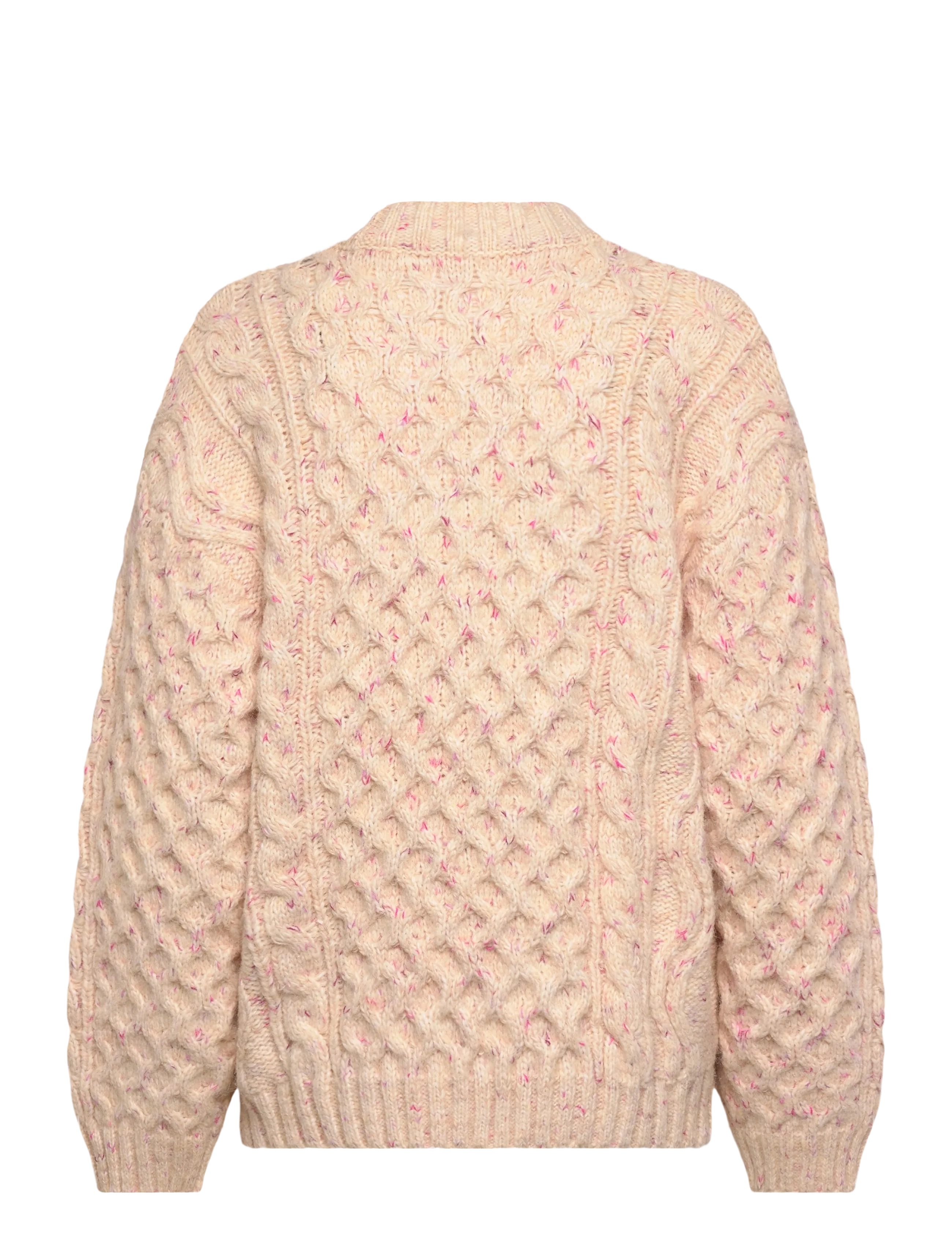 Monki - Long Cable Knit Textured Sweater - stickade tröjor - beige dusty light - 1