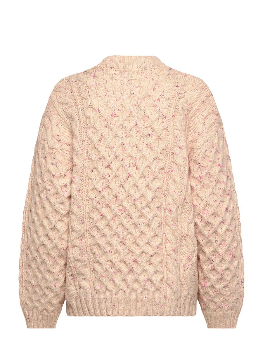 Monki - Long Cable Knit Textured Sweater - stickade tröjor - beige dusty light - 1