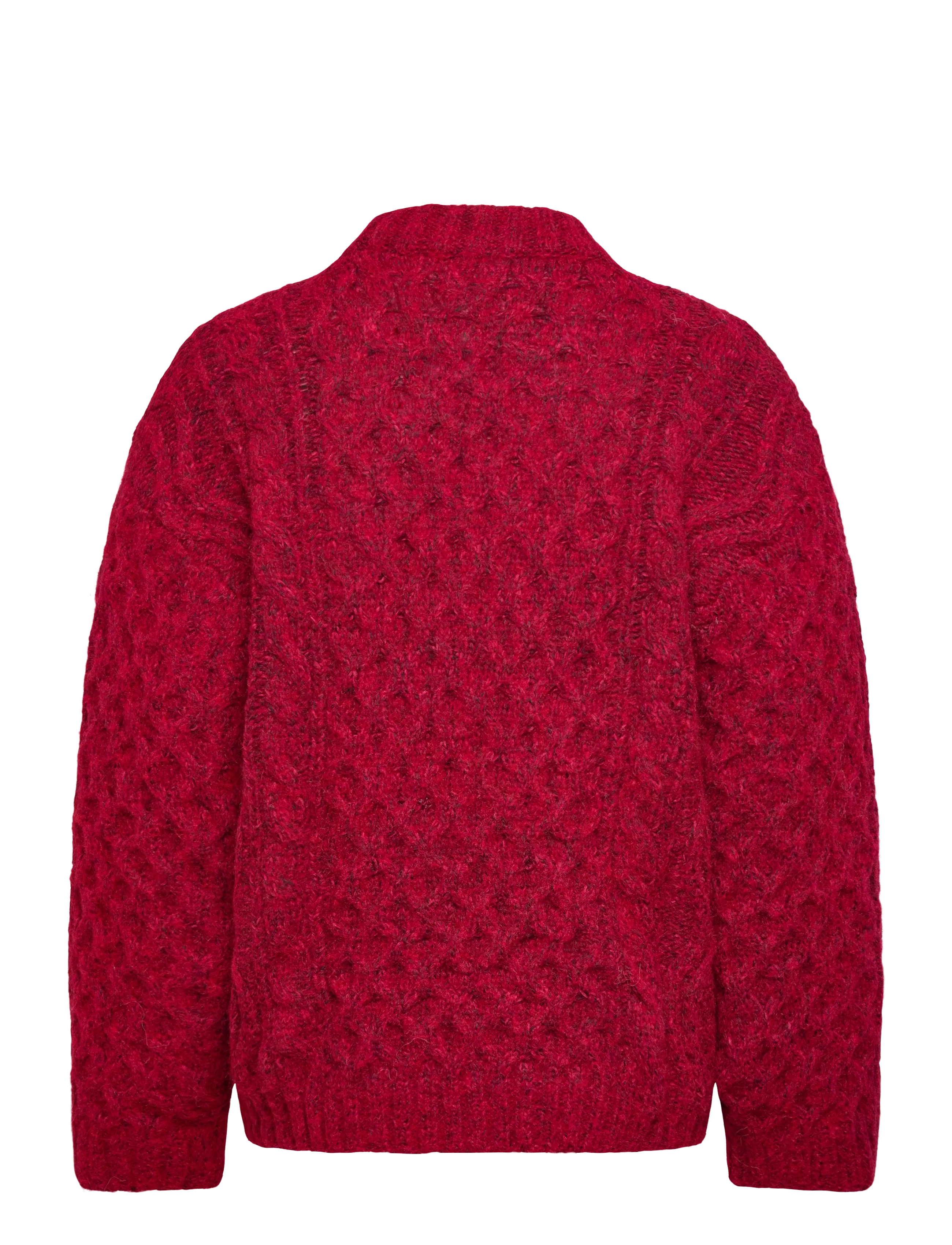 Monki - Long Cable Knit Textured Sweater - pullover - red bright - 1