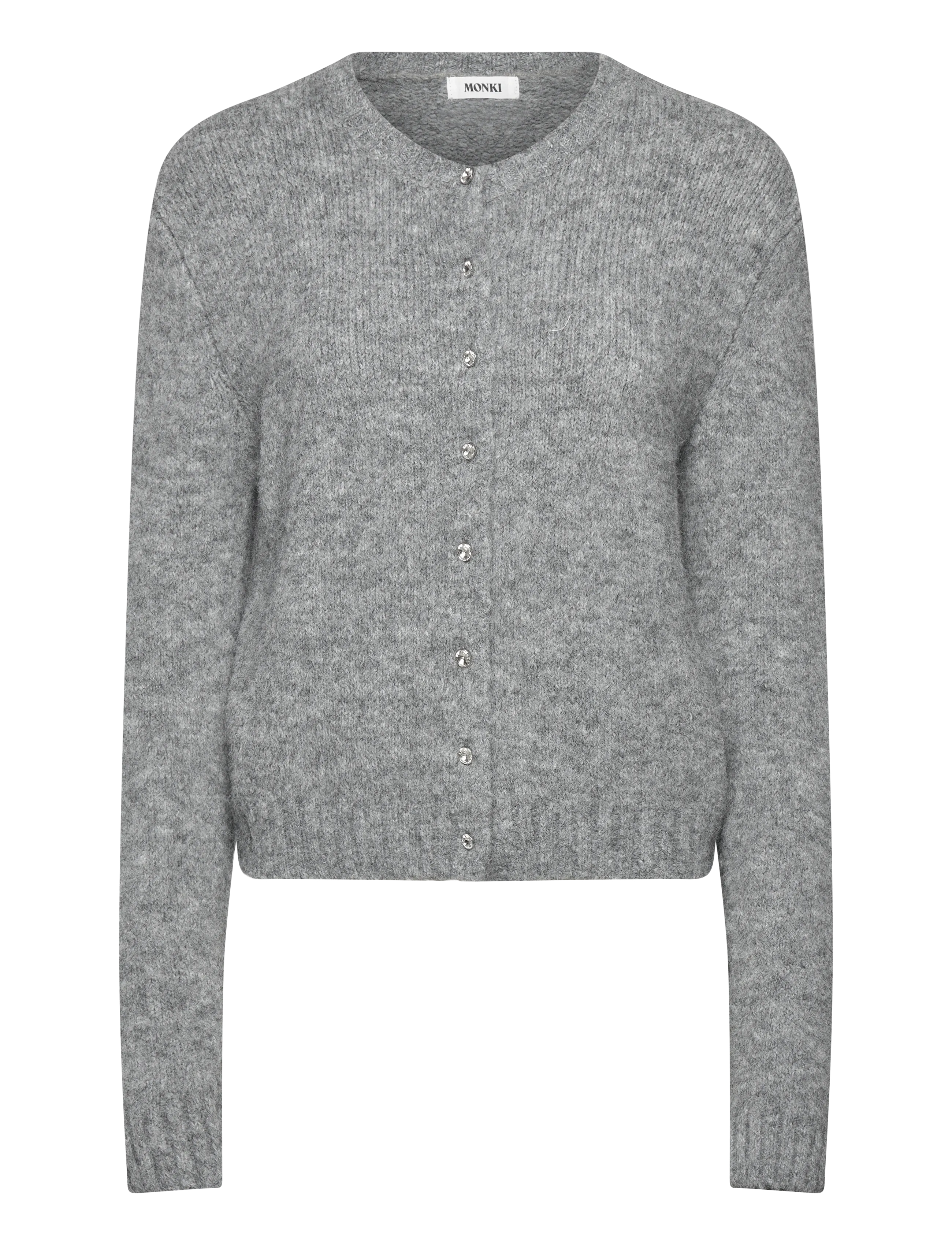 Monki Brushed Knit Buttoned Cardigan, XS, Grey, Strik > Cardigans, Dame
