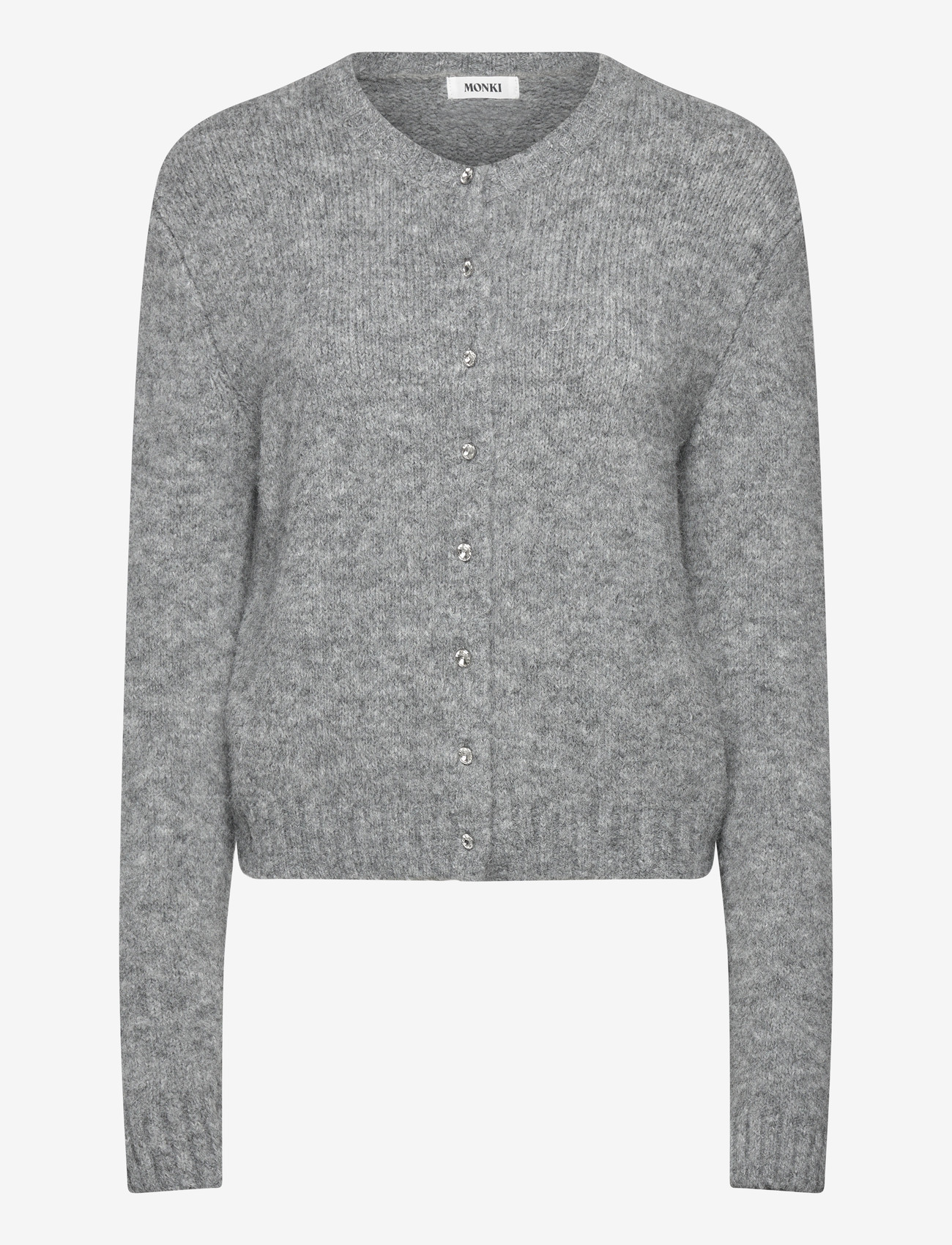 Monki - Brushed Knit Buttoned Cardigan - cardigans - grey melange dusty light - 0
