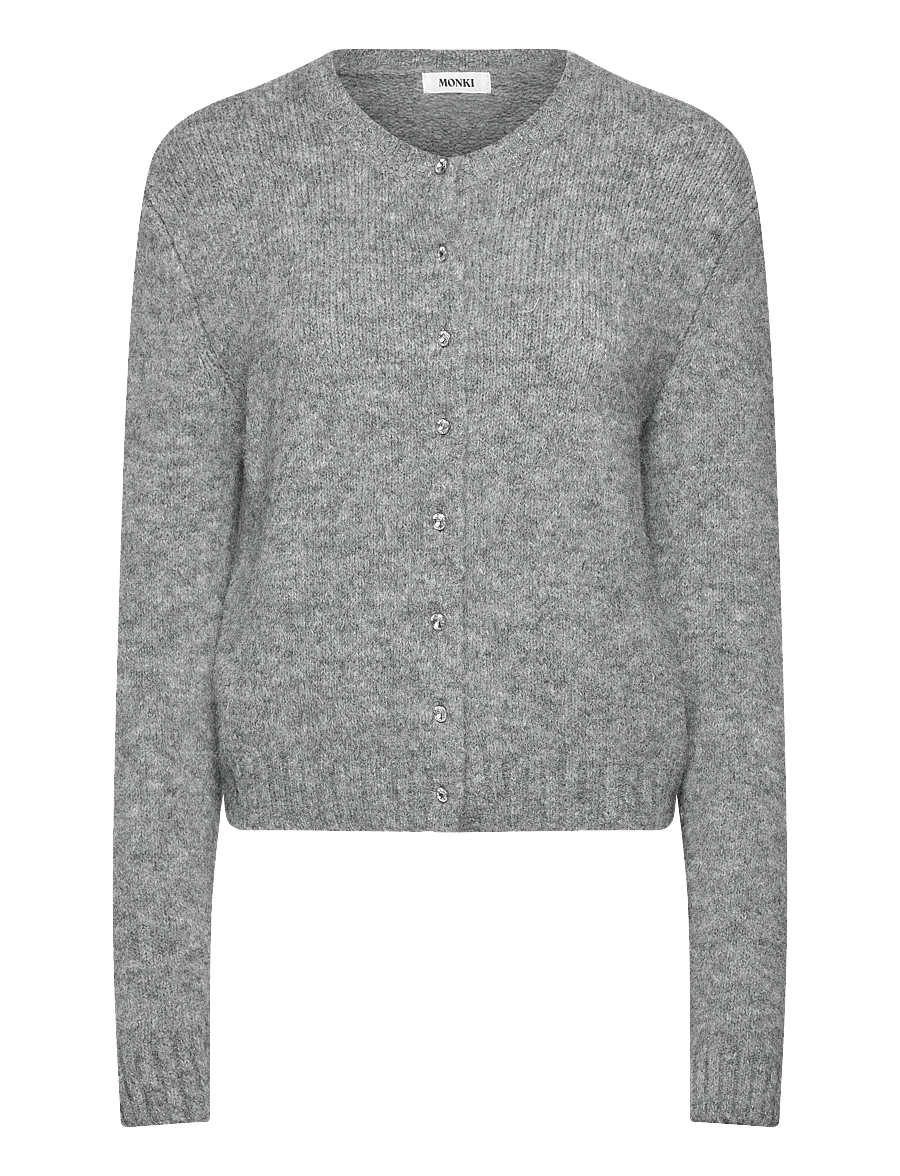 Monki - Brushed Knit Buttoned Cardigan - strickjacken - grey melange dusty light - 0
