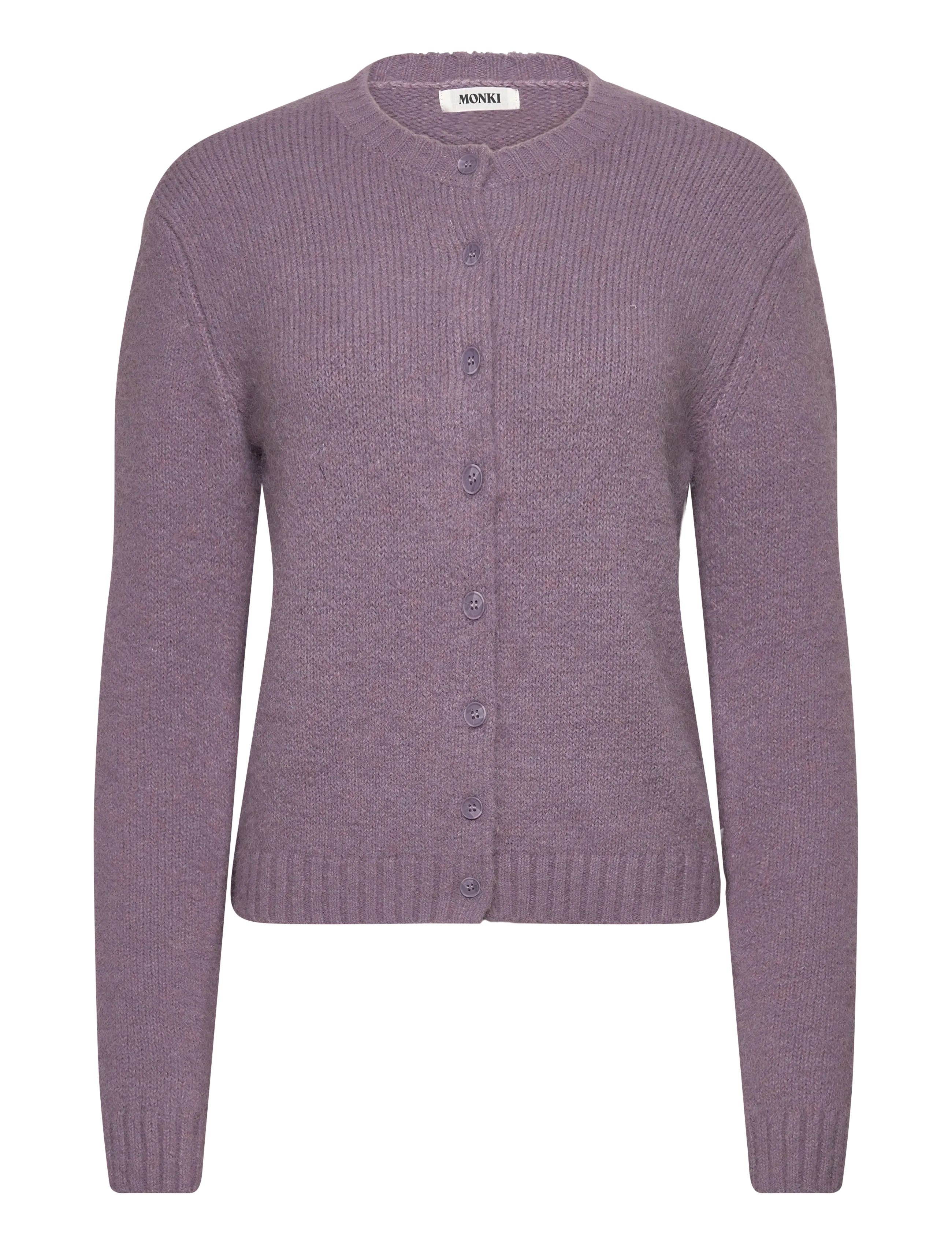 Monki Brushed Knit Buttoned Cardigan, S, Purple, Strik > Cardigans, Dame