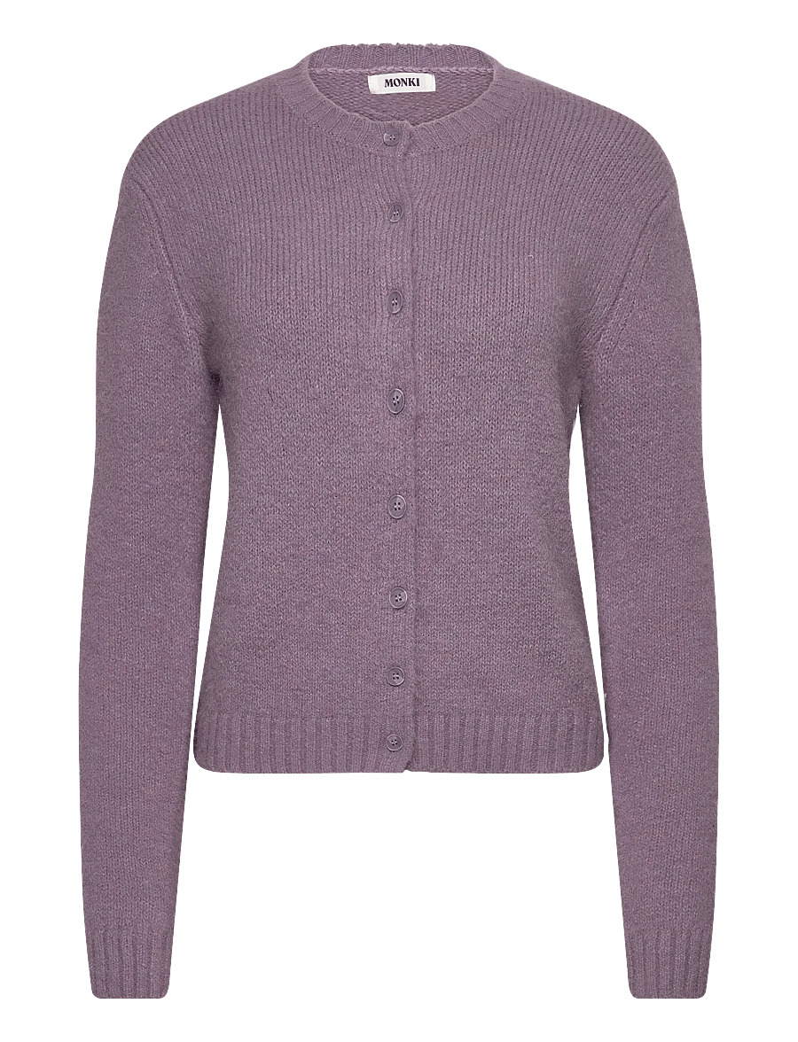 Monki - Brushed Knit Buttoned Cardigan - strickjacken - lilac purple medium dusty - 0