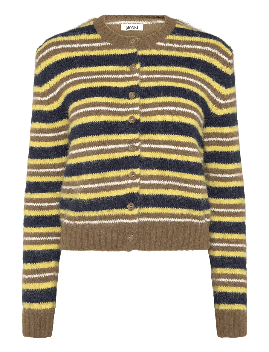 Monki - Brushed Knit Buttoned Cardigan - koftor - brown medium dusty - 0