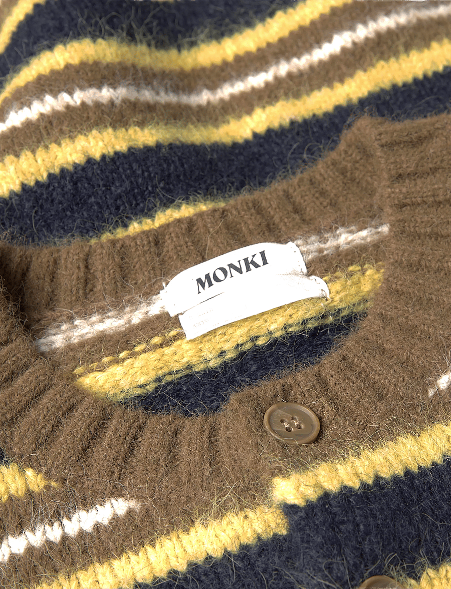 Monki - Brushed Knit Buttoned Cardigan - koftor - brown medium dusty - 2