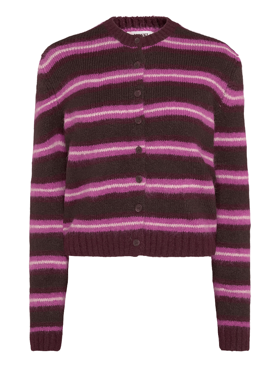 Monki - Brushed Knit Buttoned Cardigan - koftor - pink medium - 0