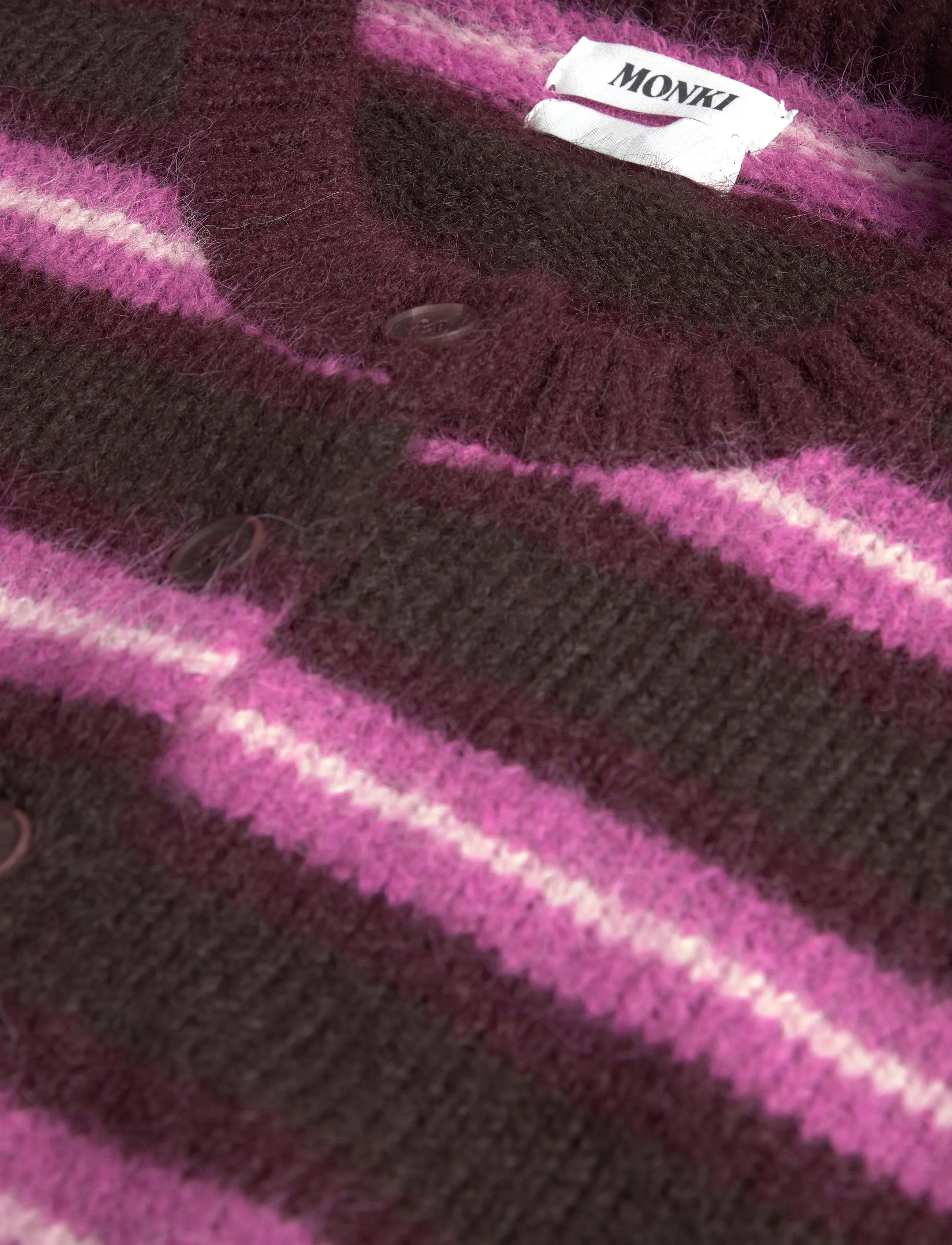 Monki - Brushed Knit Buttoned Cardigan - koftor - pink medium - 2