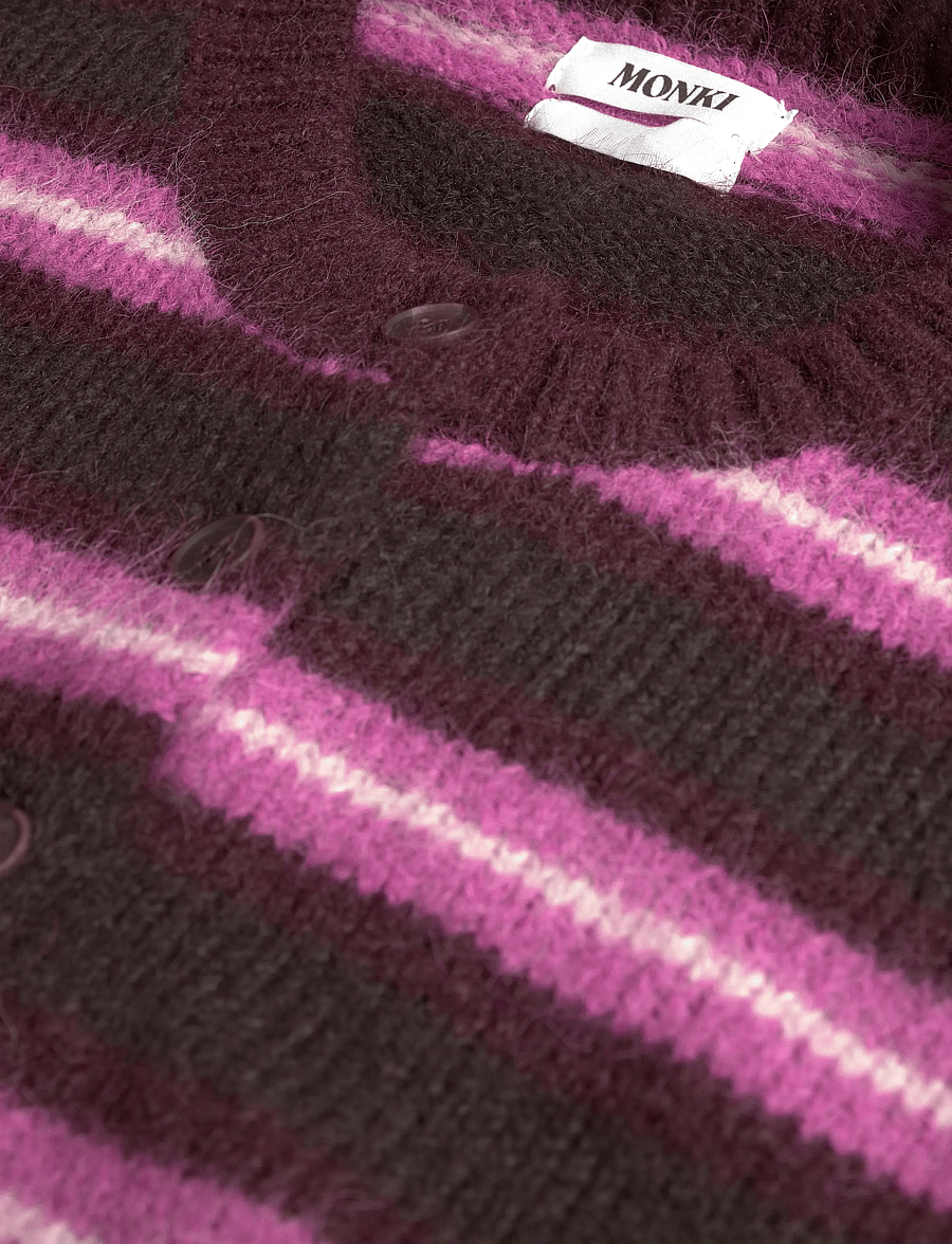 Monki - Brushed Knit Buttoned Cardigan - koftor - pink medium - 2