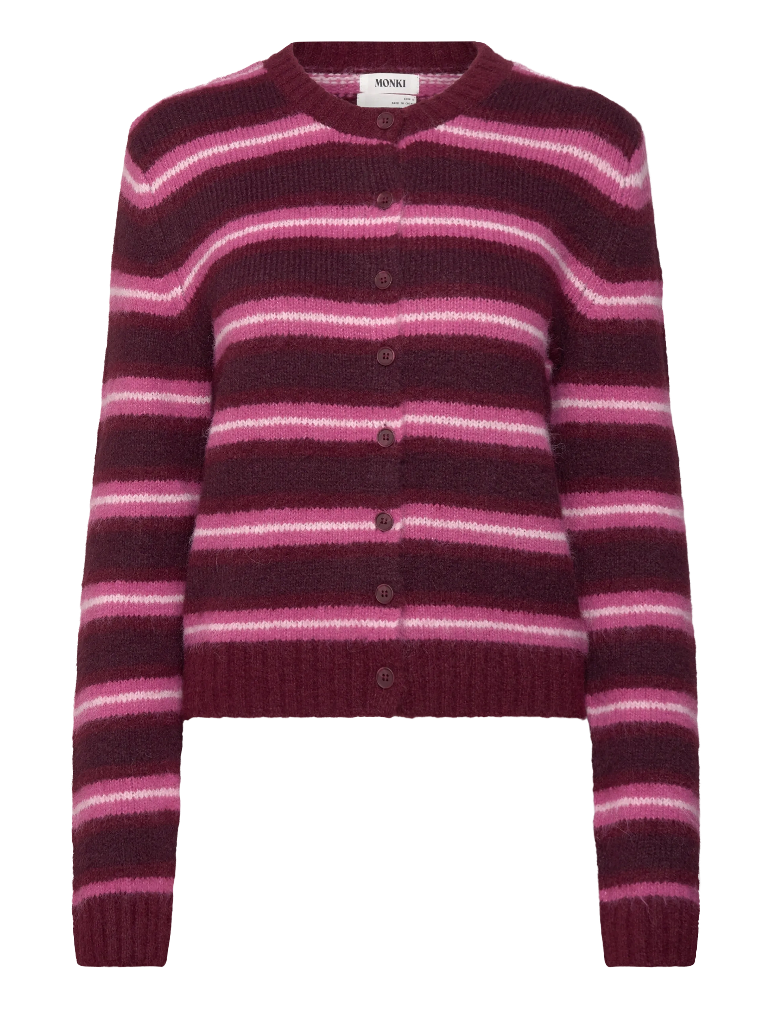 Monki Brushed Knit Buttoned Cardigan, XS, Pink, Strik > Cardigans, Dame