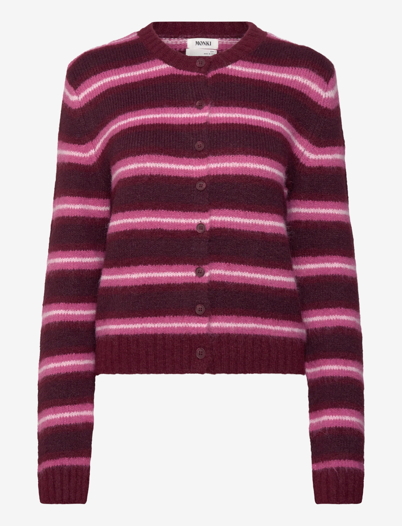 Monki - Brushed Knit Buttoned Cardigan - cardigans - red dark - 0