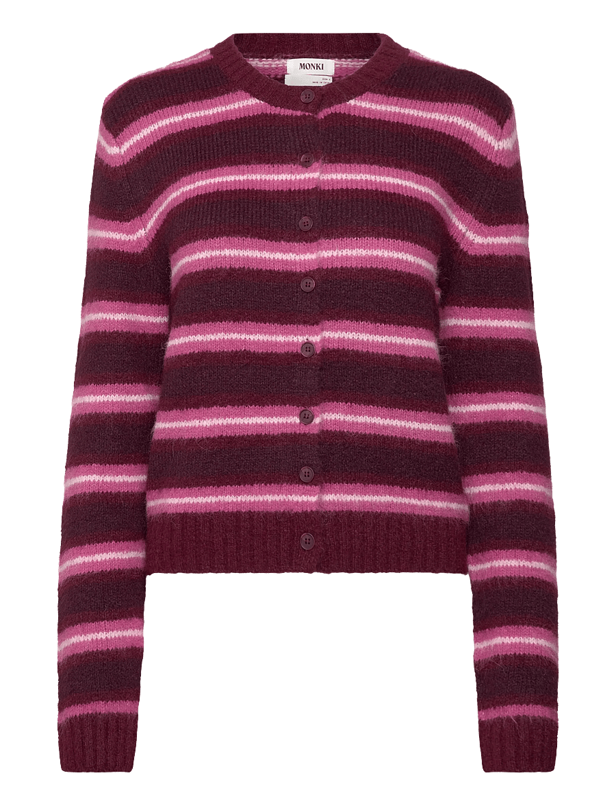 Monki - Brushed Knit Buttoned Cardigan - strickjacken - red dark - 0