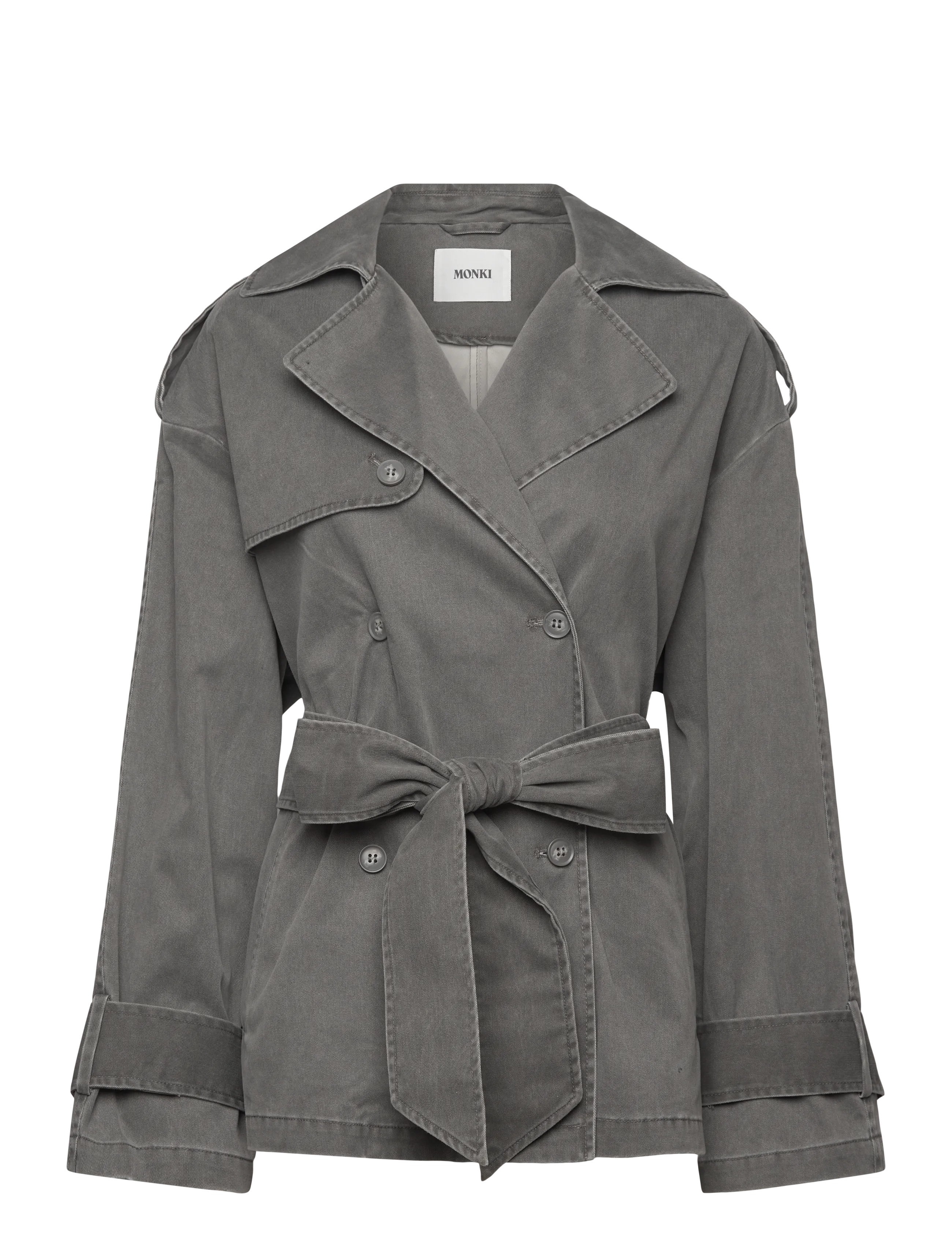 Monki Washed trenchcoat - Frakker - BLACK DARK / grey