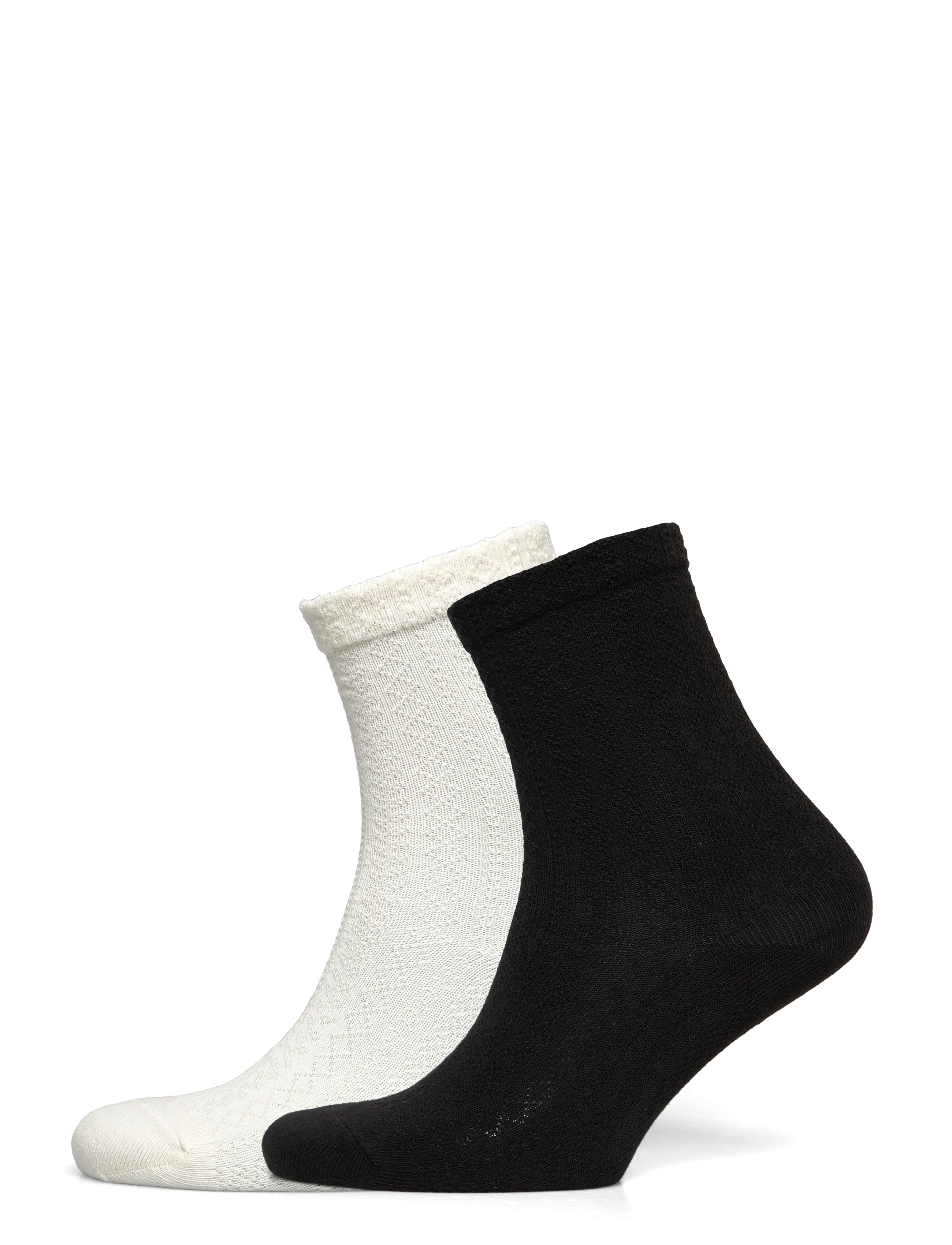 Monki - 2-pack Pointelle Cotton Crew Socks - vienkāršas zeķes - white light - 0