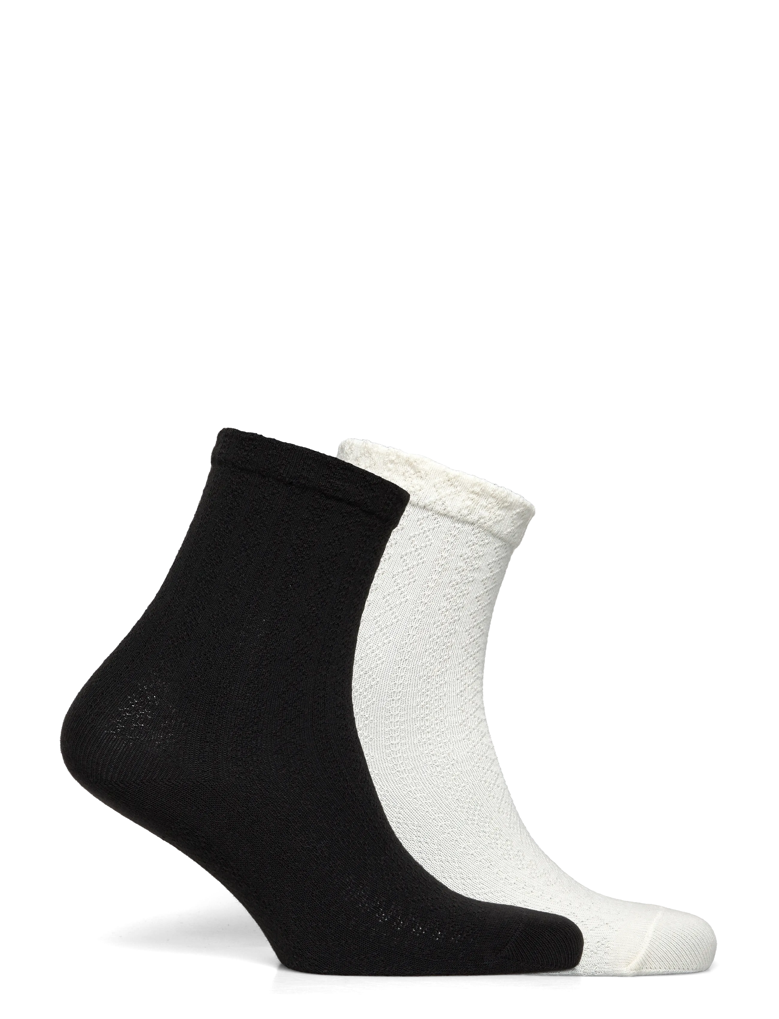 Monki - 2-pack Pointelle Cotton Crew Socks - vienkāršas zeķes - white light - 1