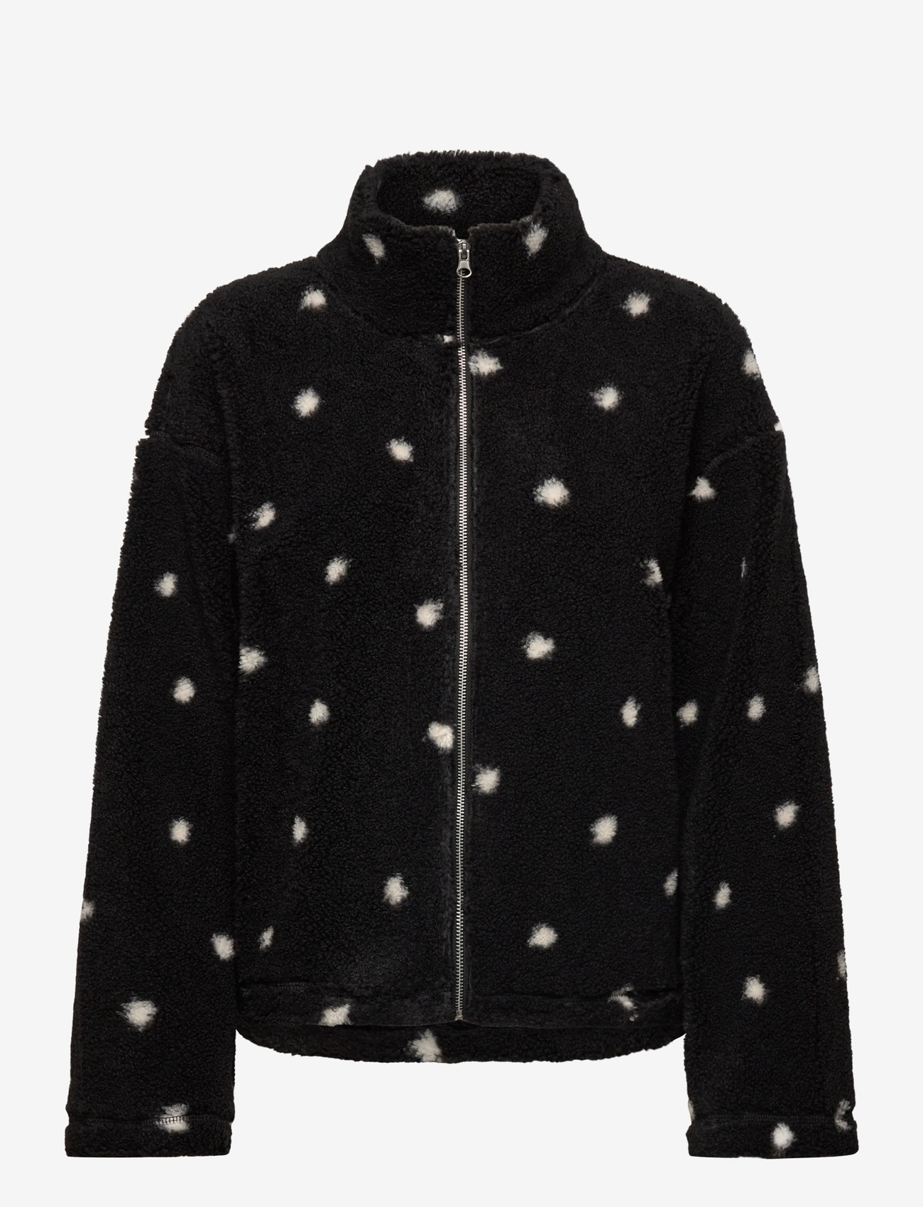 Monki - Pile Fleece Zip Jacket - mellanlager - black dark - 0