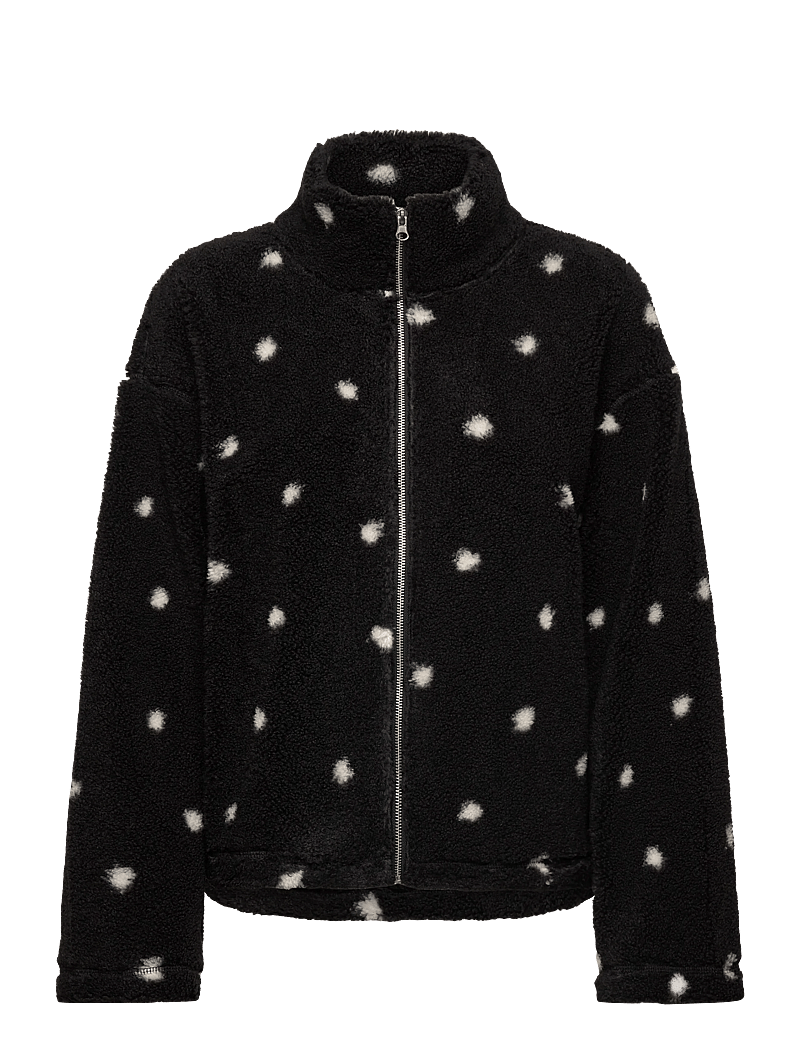 Monki - Pile Fleece Zip Jacket - mellanlager - black dark - 0