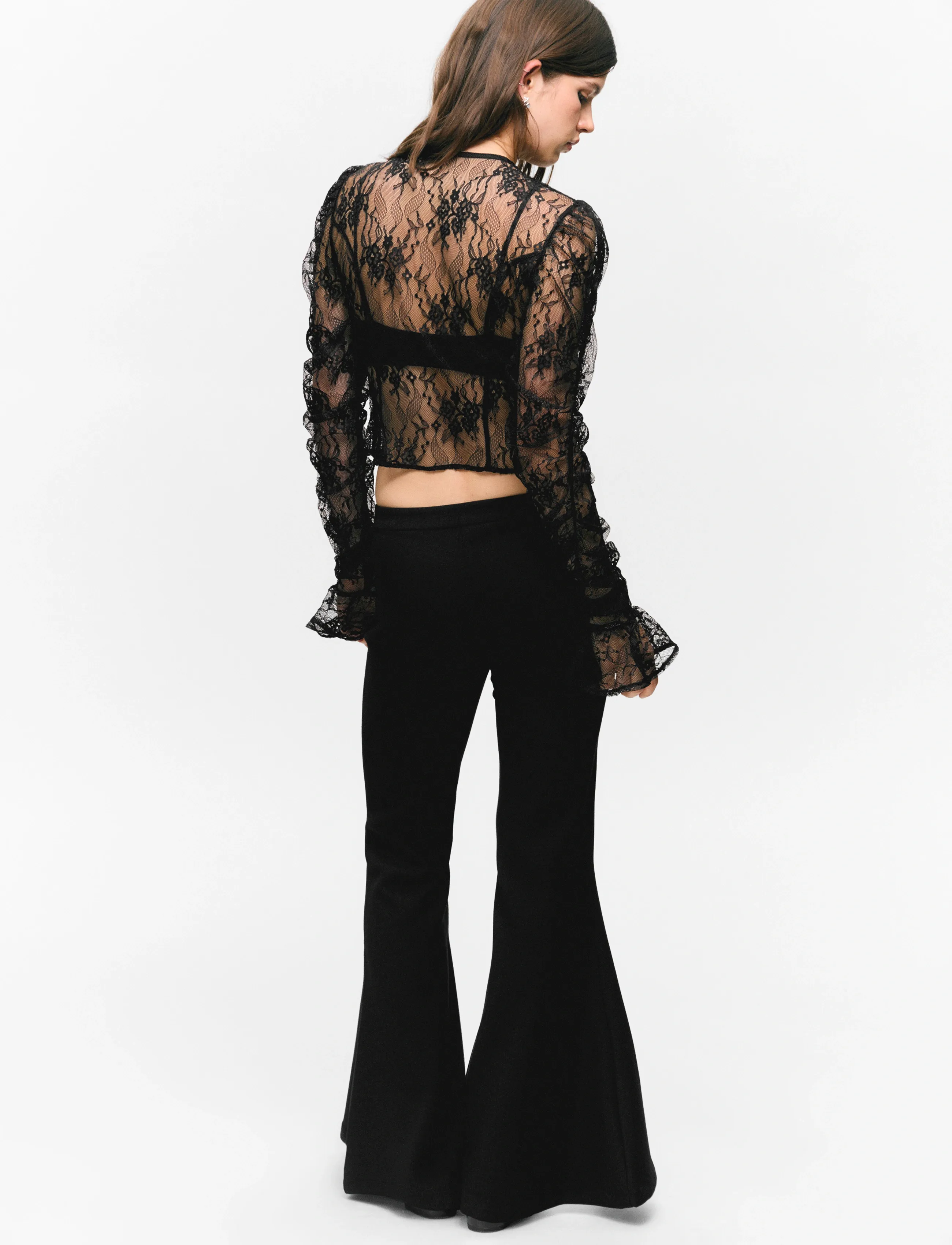 Monki - Low-Rise Flared Trousers - flare bukser - black dark - 5