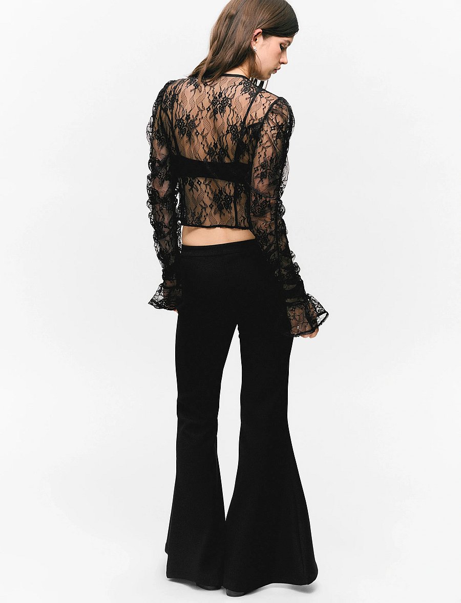 Monki - Low-Rise Flared Trousers - flared broeken - black dark - 5