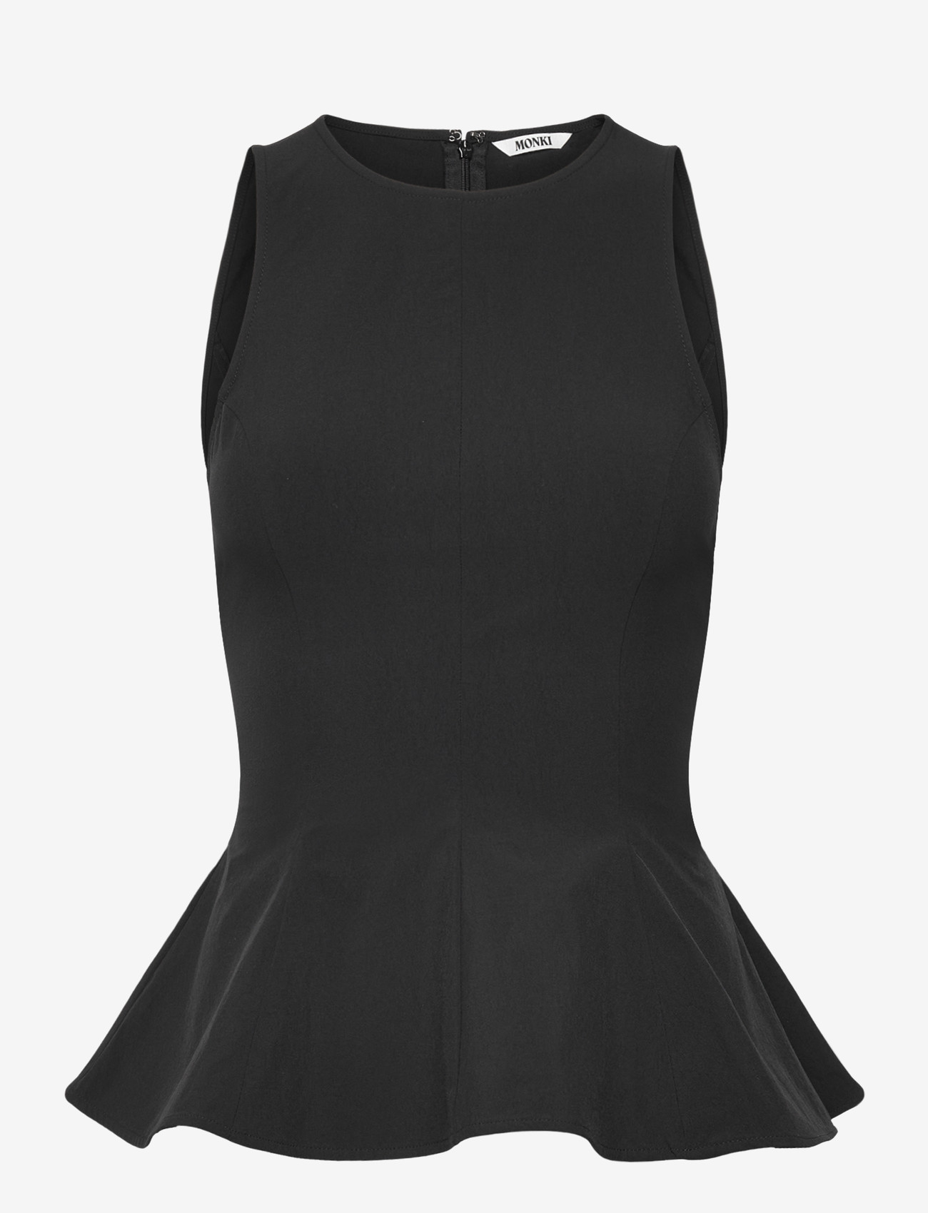 Monki - Fitted Nylon Peplum Top - Ærmeløse bluser - black dark - 0