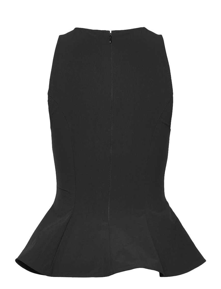Monki - Fitted Nylon Peplum Top - Ærmeløse bluser - black dark - 1