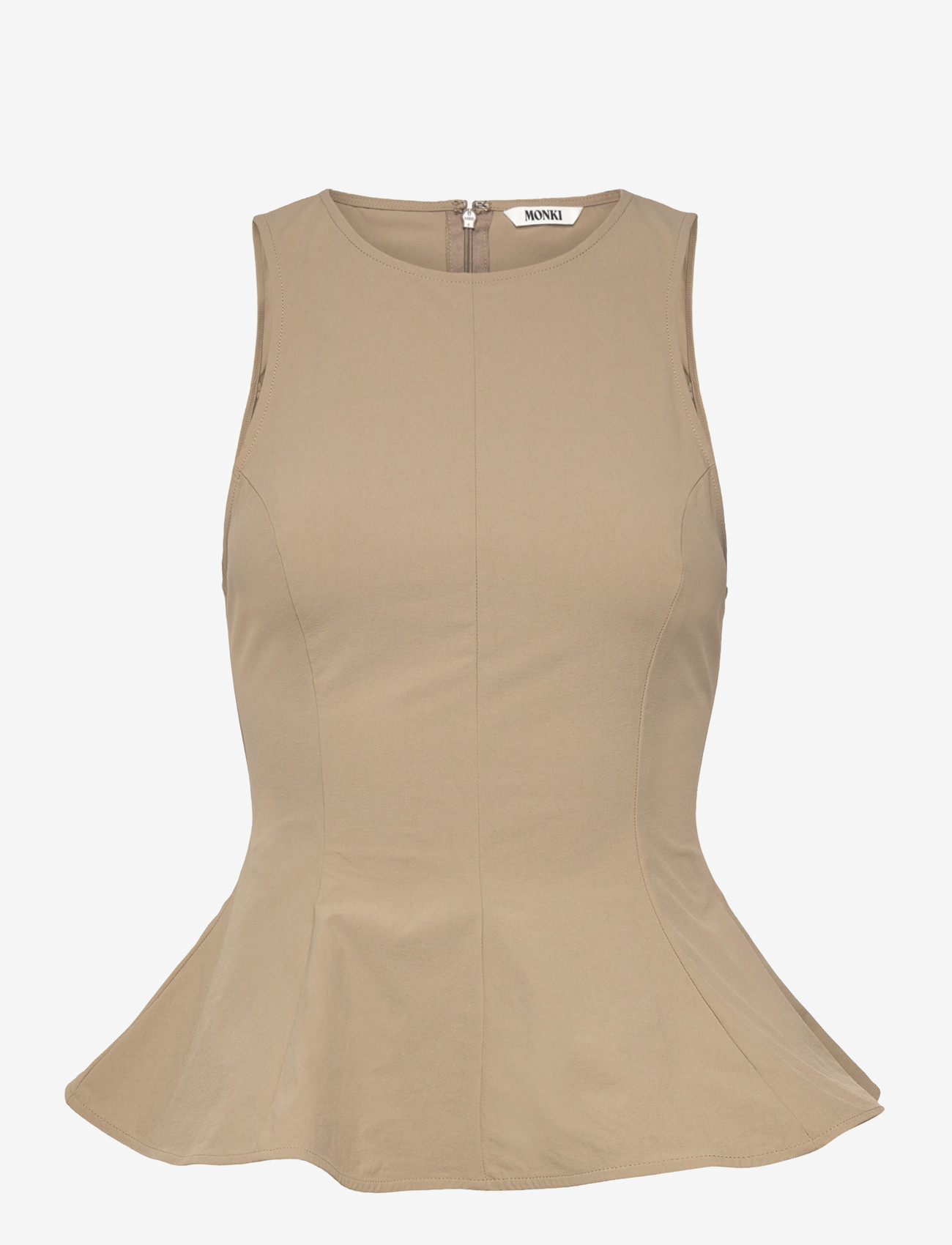 Monki - Fitted Nylon Peplum Top - Ärmlösa blusar - mole medium dusty - 0