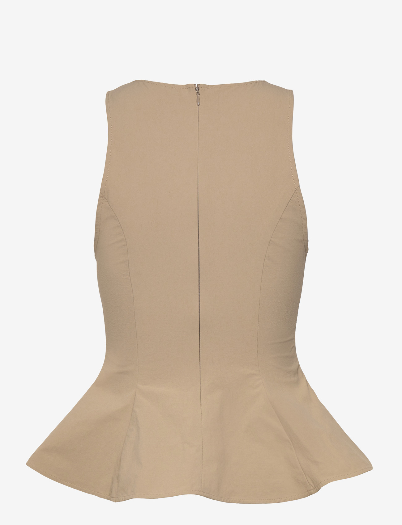 Monki - Fitted Nylon Peplum Top - Ärmlösa blusar - mole medium dusty - 1