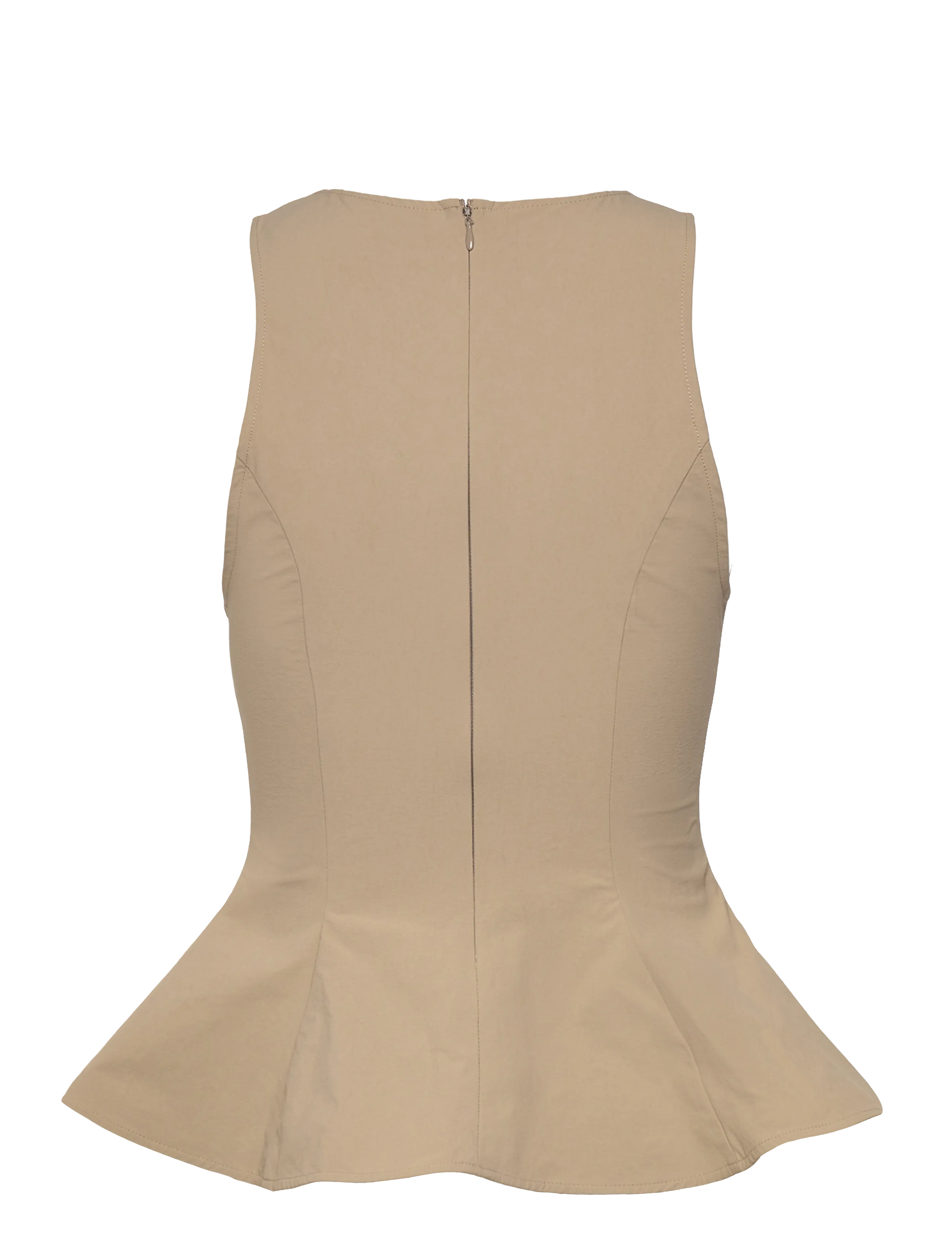 Monki - Fitted Nylon Peplum Top - Ärmellose blusen - mole medium dusty - 1