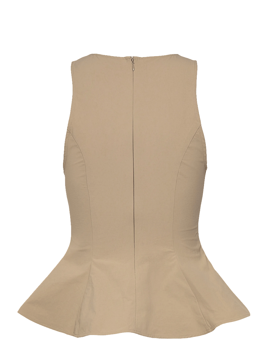 Monki - Fitted Nylon Peplum Top - Ærmeløse bluser - mole medium dusty - 1